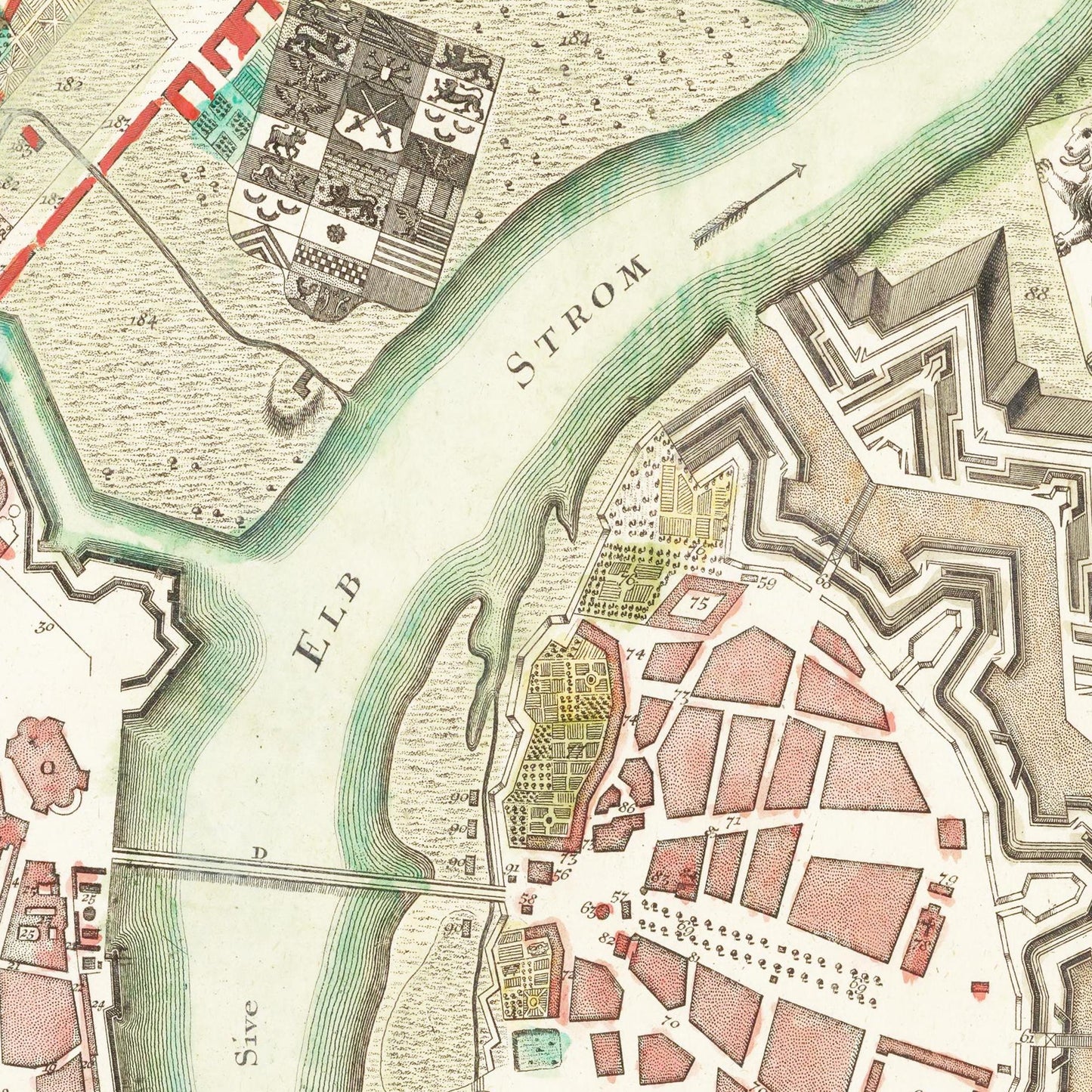 Historischer Stadtplan Dresden um 1750