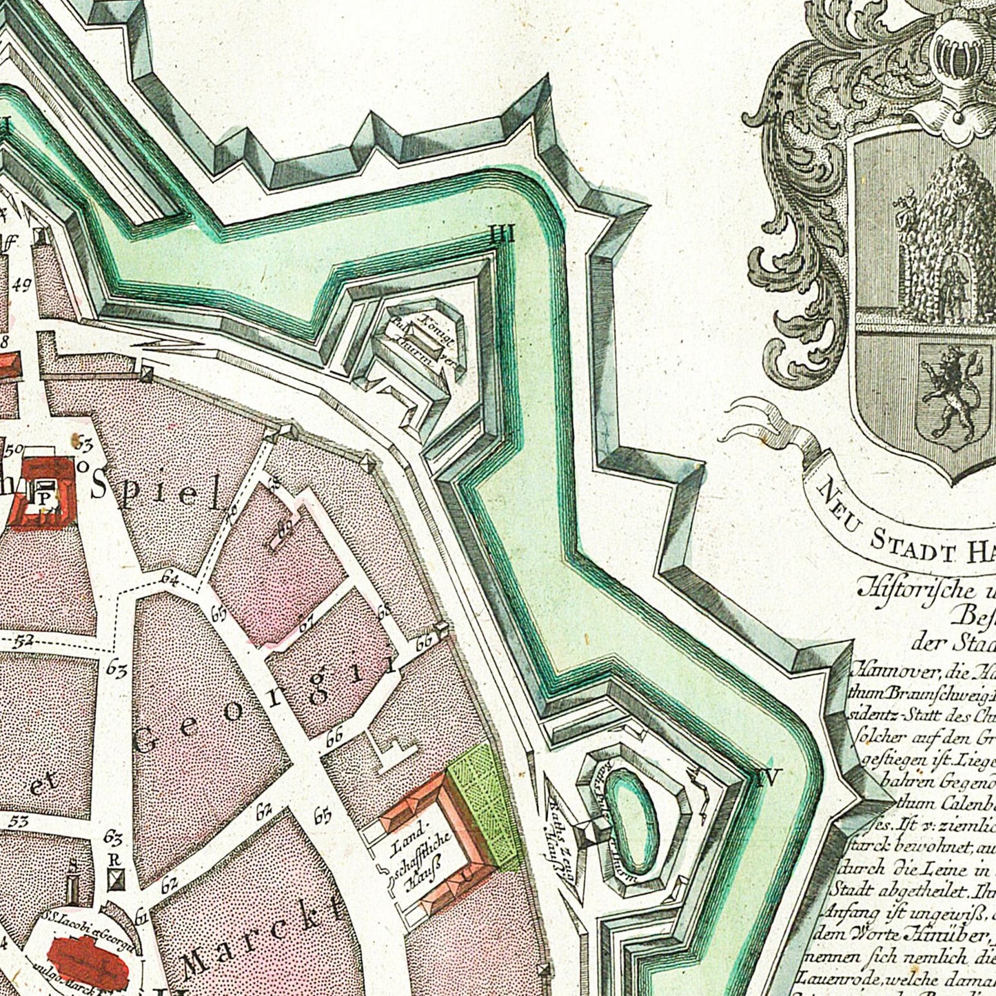 Historischer Stadtplan Hannover um 1735