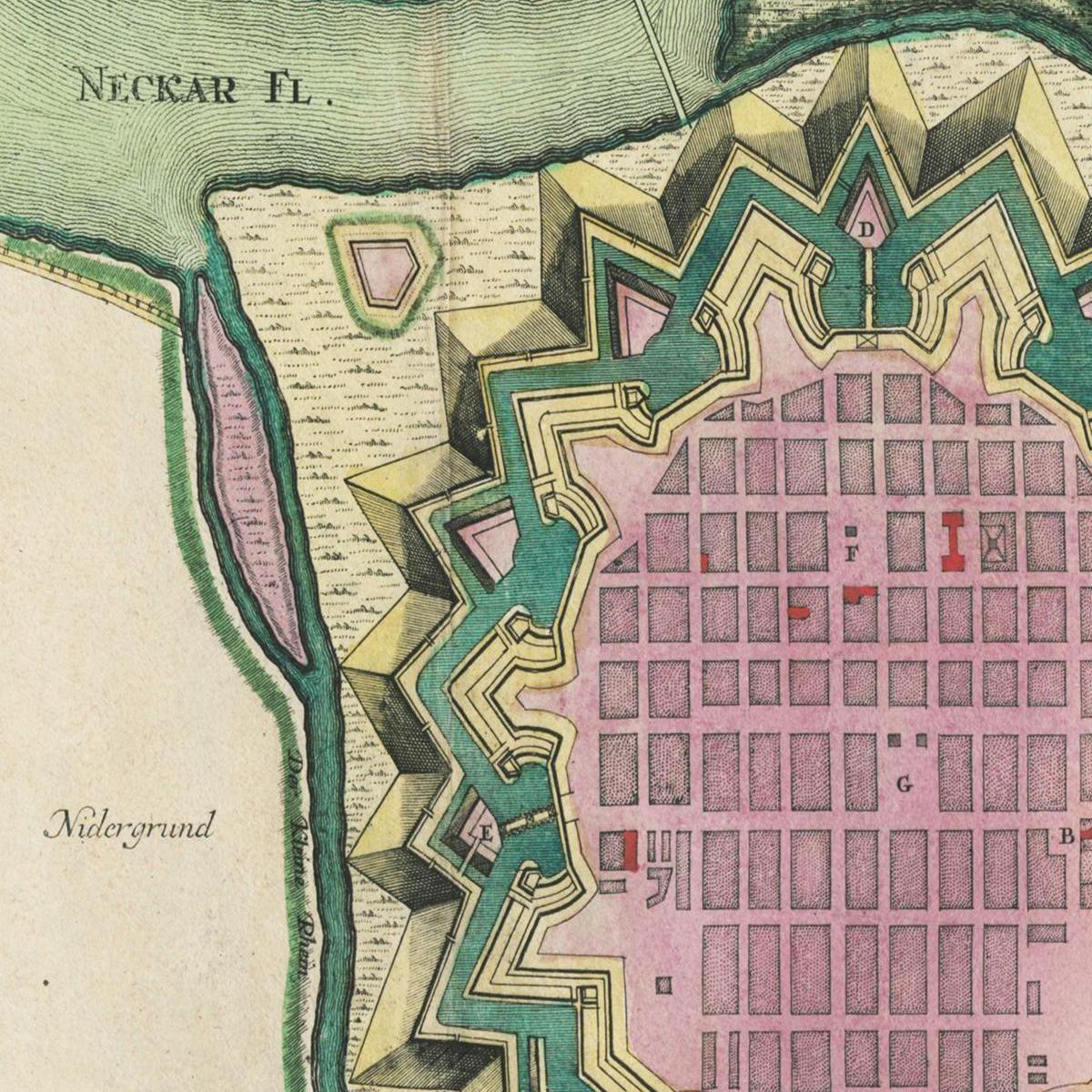 Historischer Stadtplan Mannheim um 1730