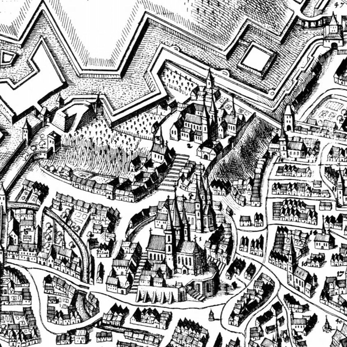 Historische Stadtansicht Erfurt um 1650