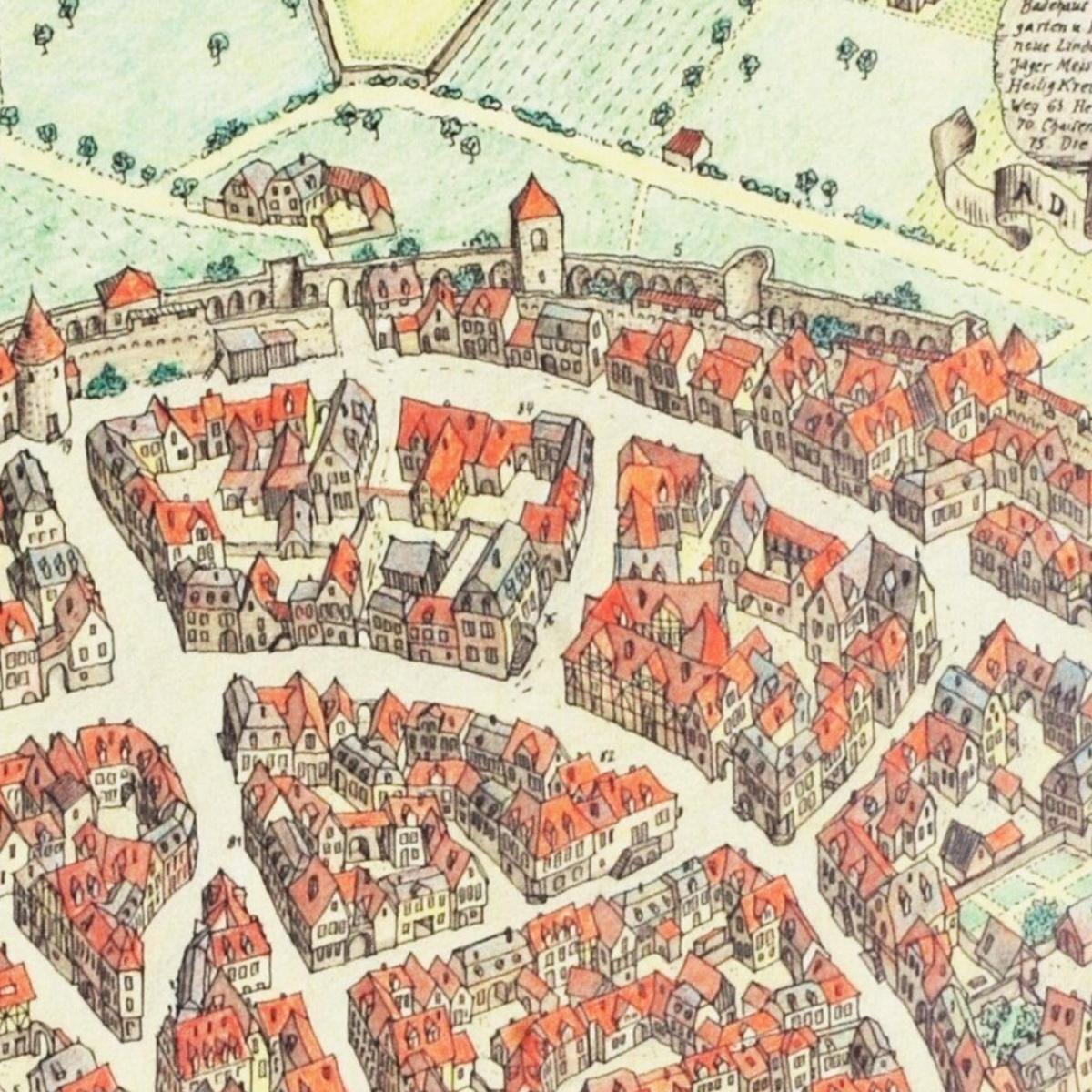 Historische Stadtansicht Darmstadt um 1799