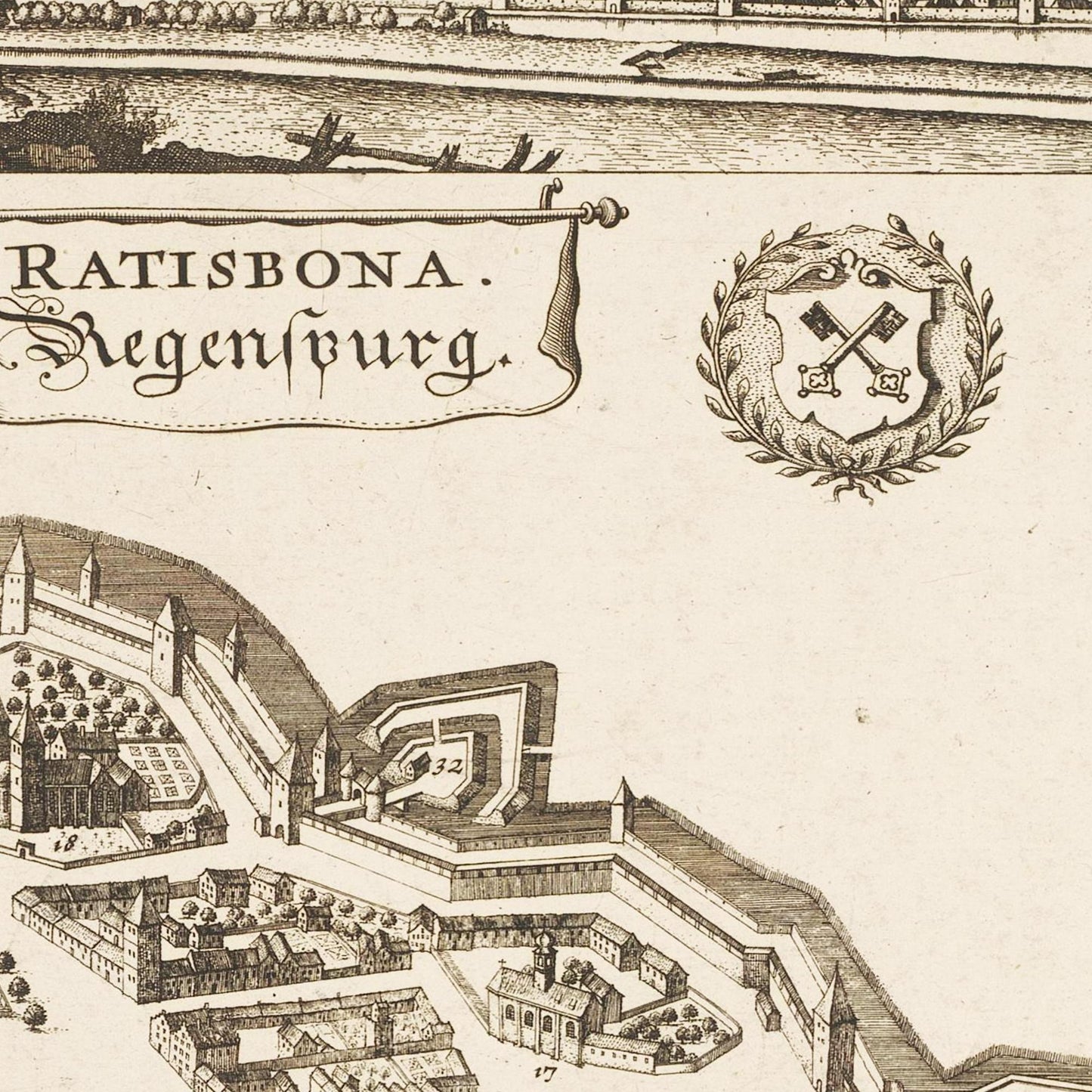 Historische Stadtansicht Regensburg um 1700