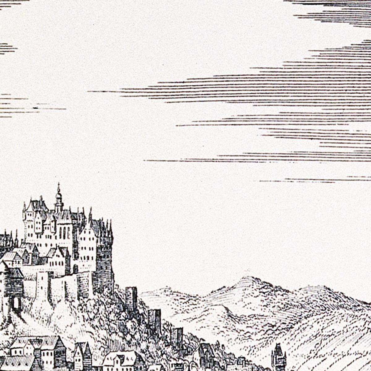 Historische Stadtansicht Marburg um 1646