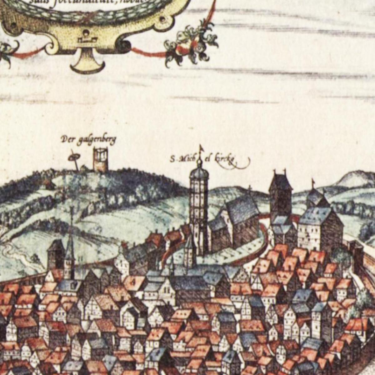 Historische Stadtansicht Schwäbisch Hall um 1580