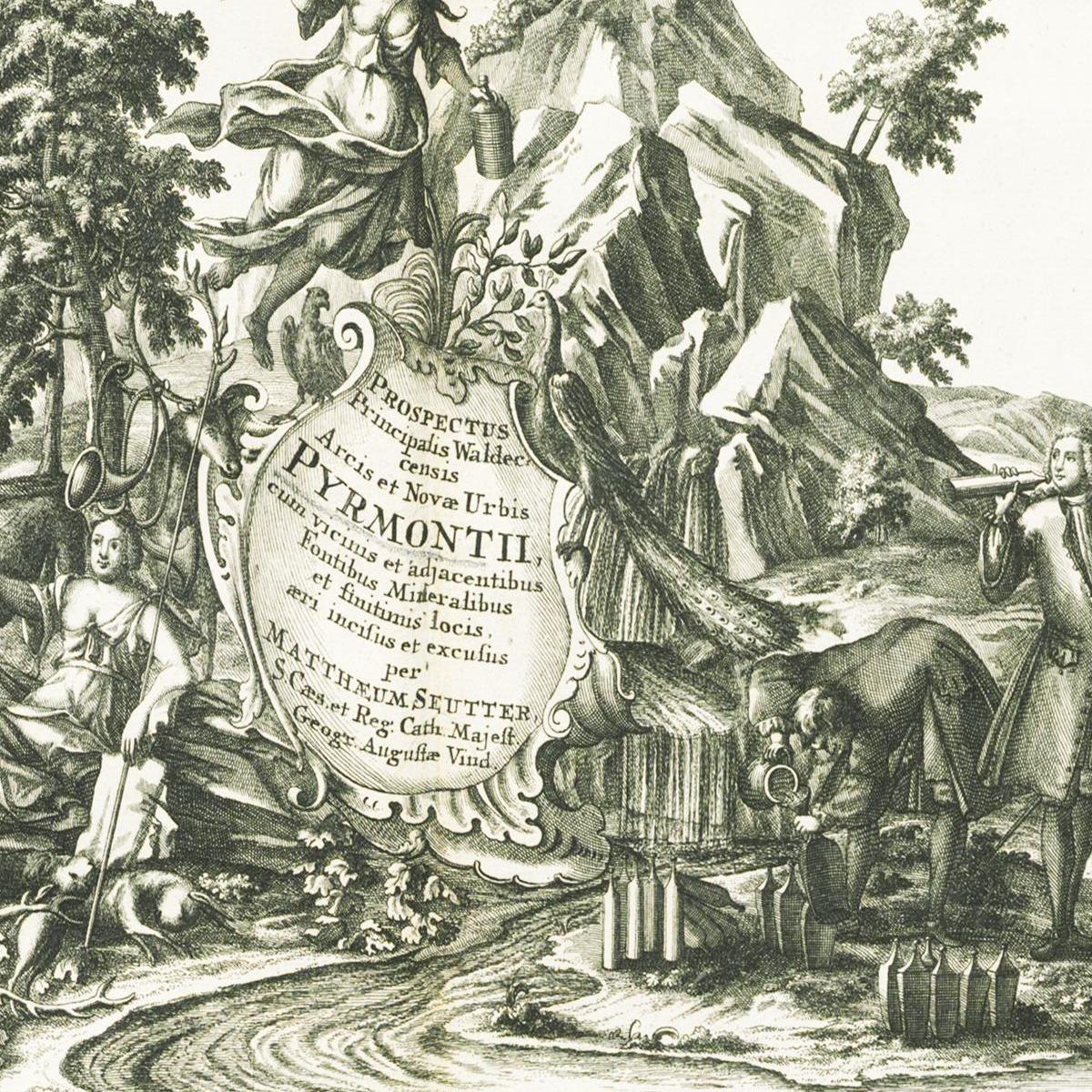 Historische Stadtansicht Bad Pyrmont um 1750