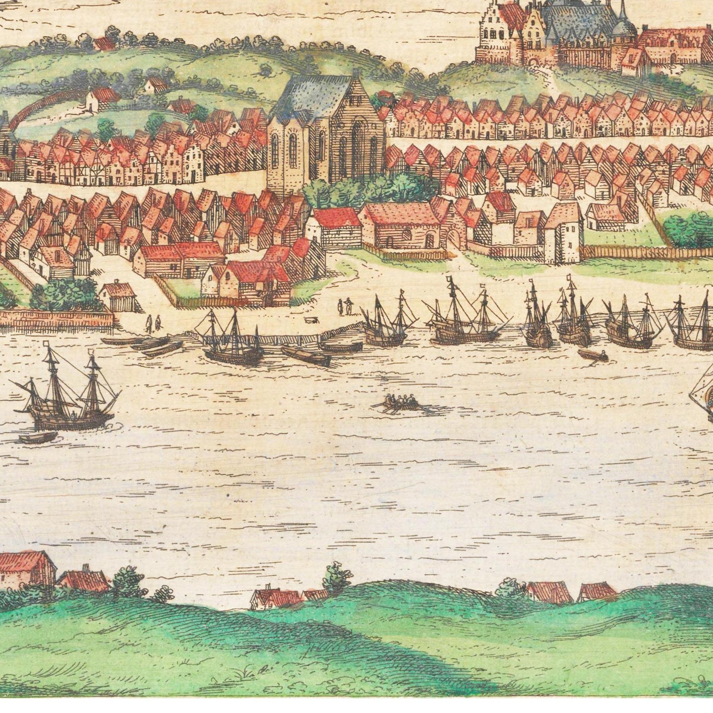 Historische Stadtansicht Flensburg um 1592