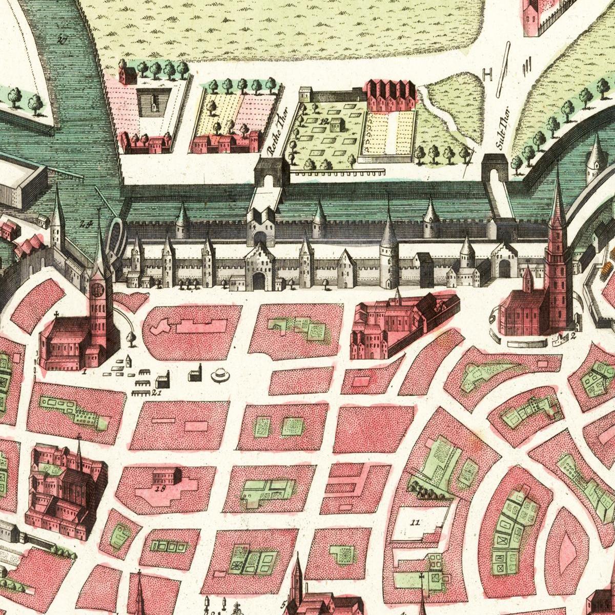 Historische Stadtansicht Lüneburg um 1740