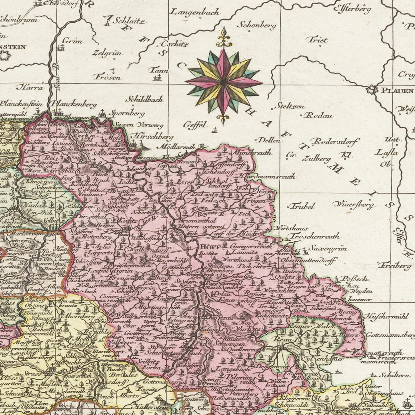 Historische Landkarte Bayreuth um 1750