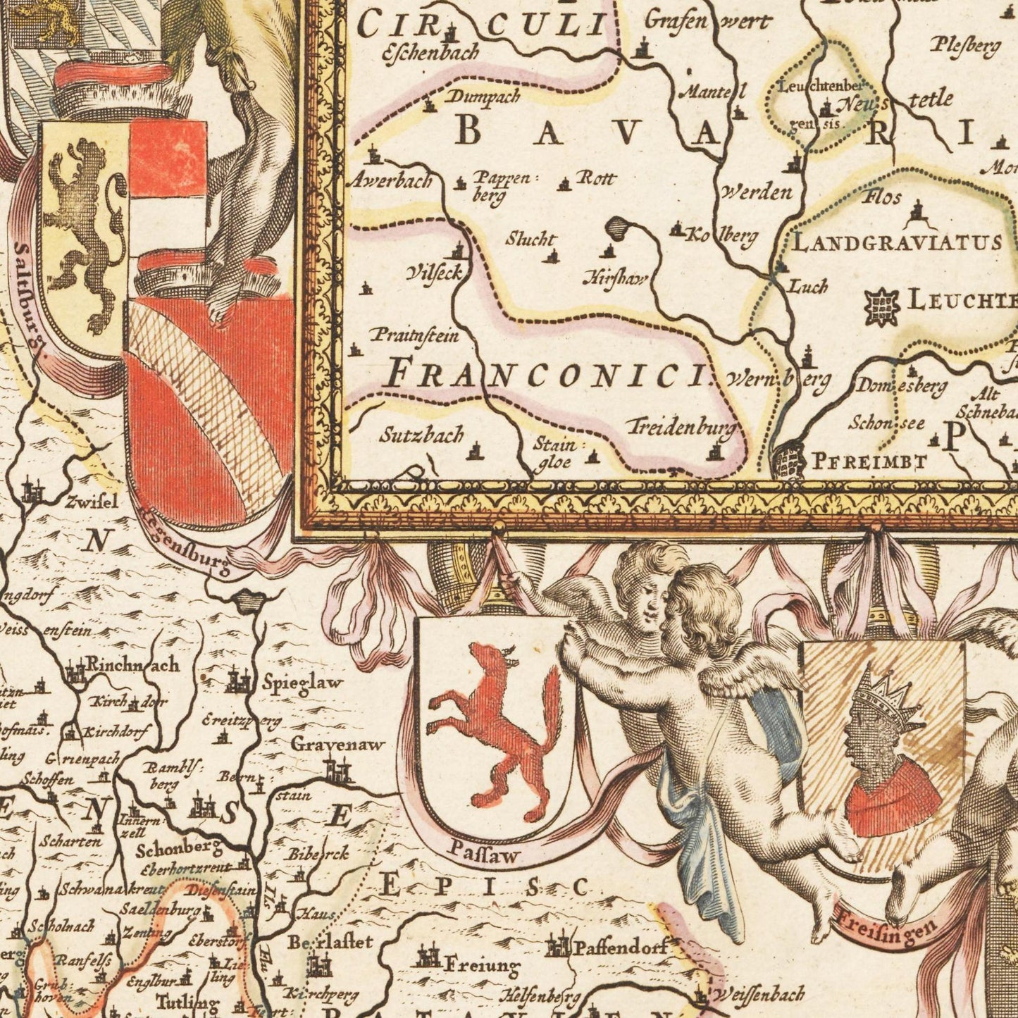 Historische Landkarte Bayern um 1698