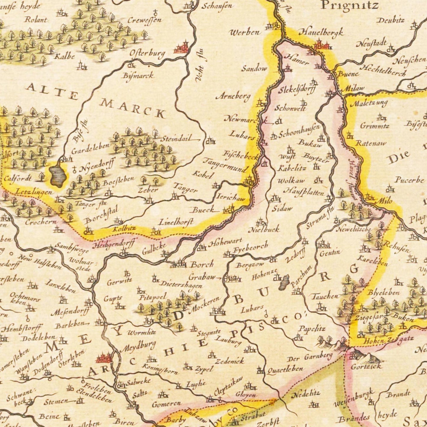 Historische Landkarte Braunschweig um 1635