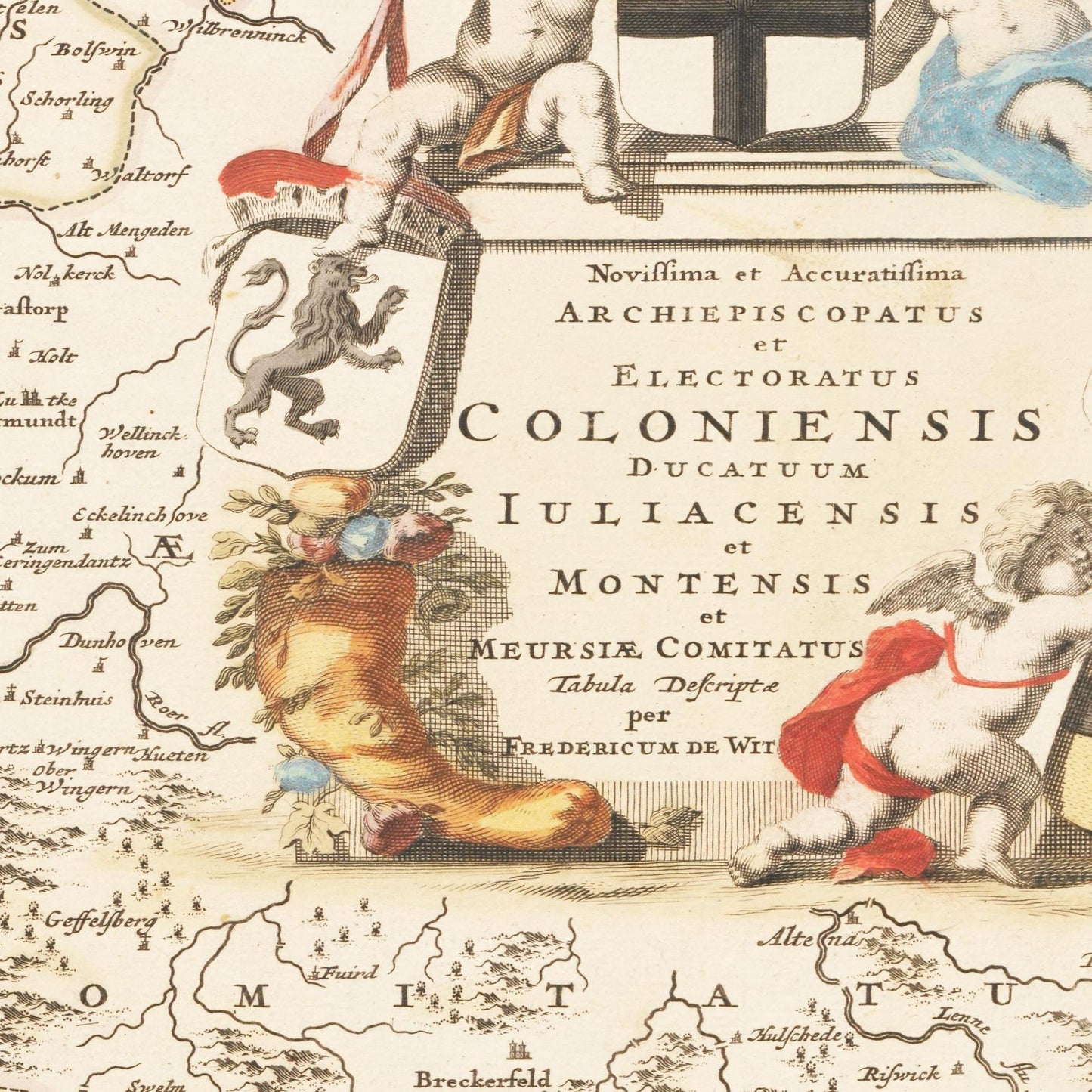 Historische Landkarte Rheinland um 1698