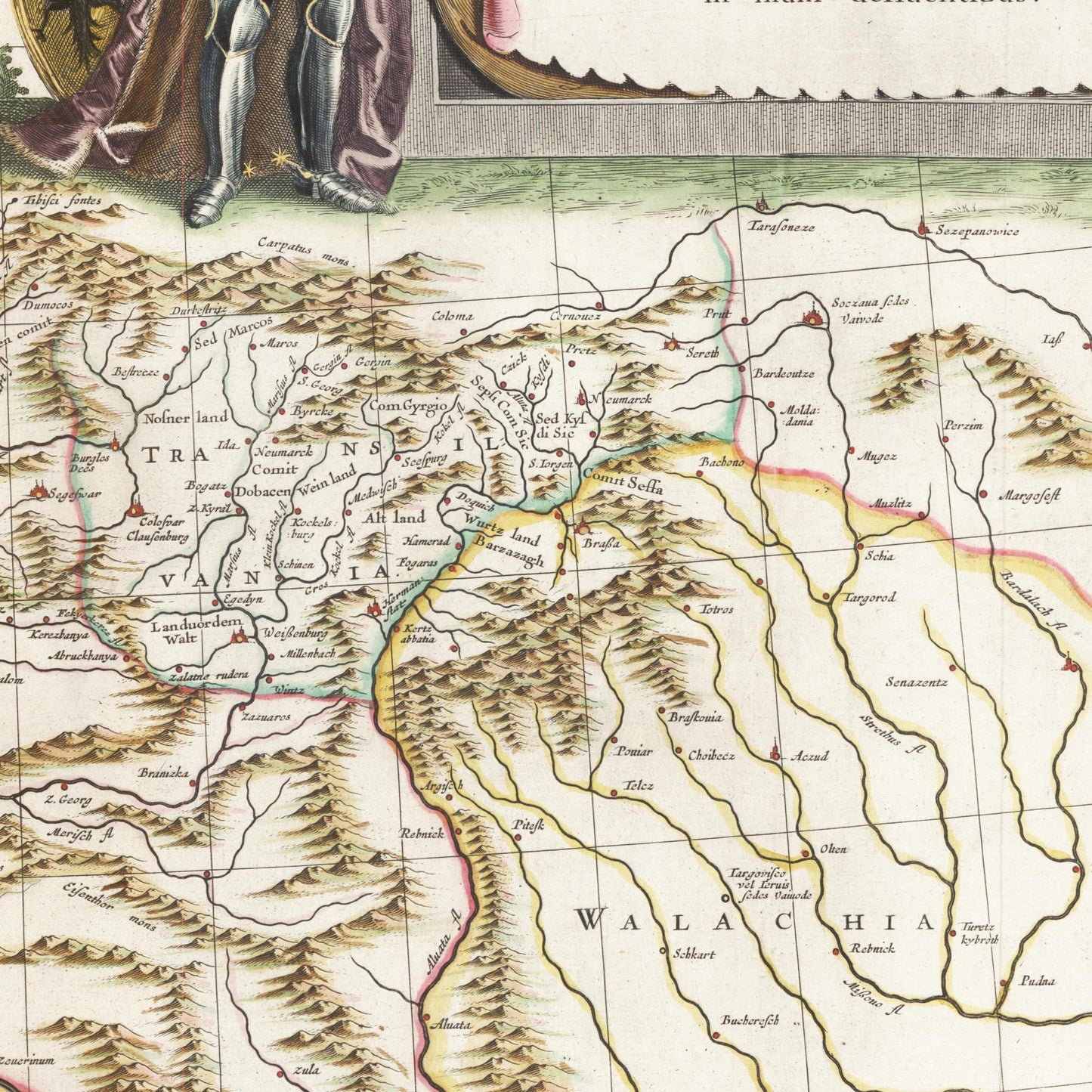 Historische Landkarte Lauf der Donau um 1635