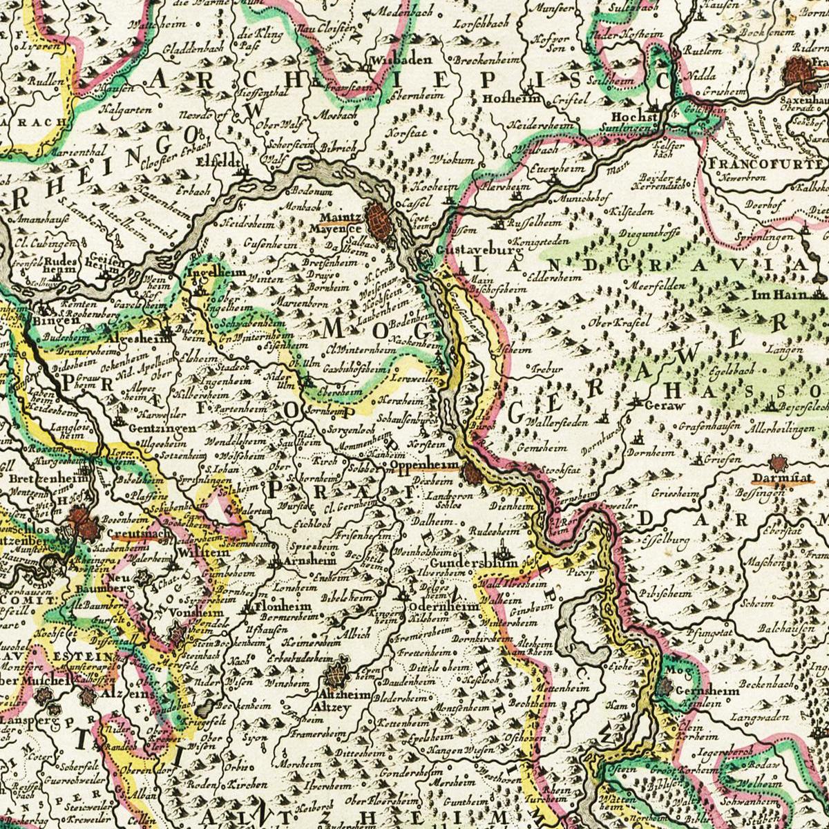 Historische Landkarte Pfalz um 1700