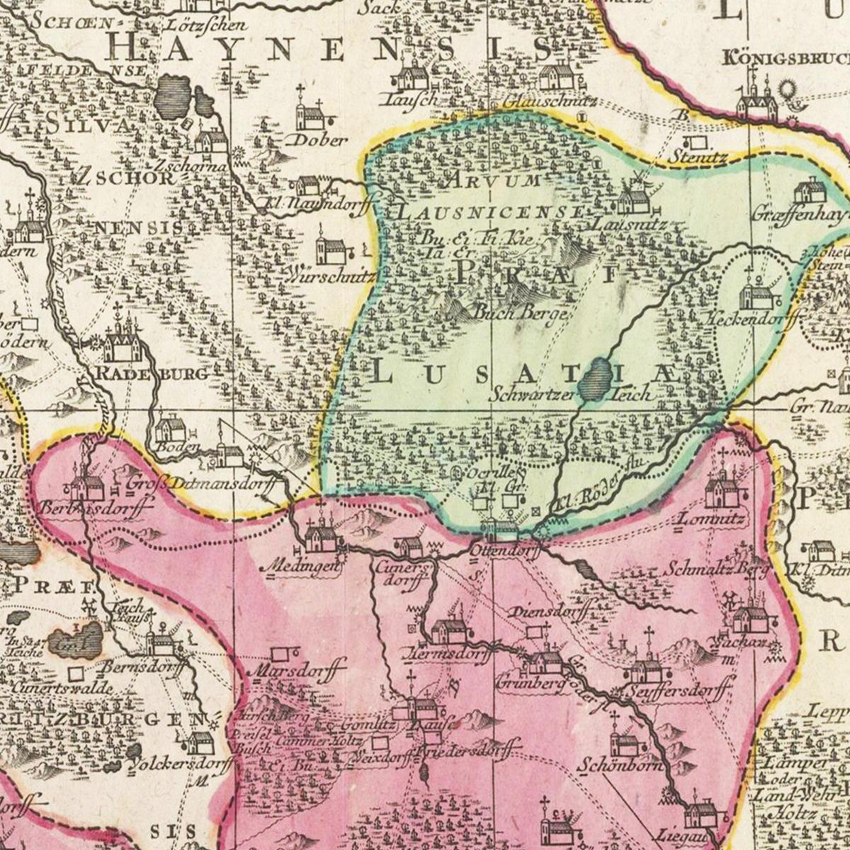 Historische Landkarte Dresden um 1750