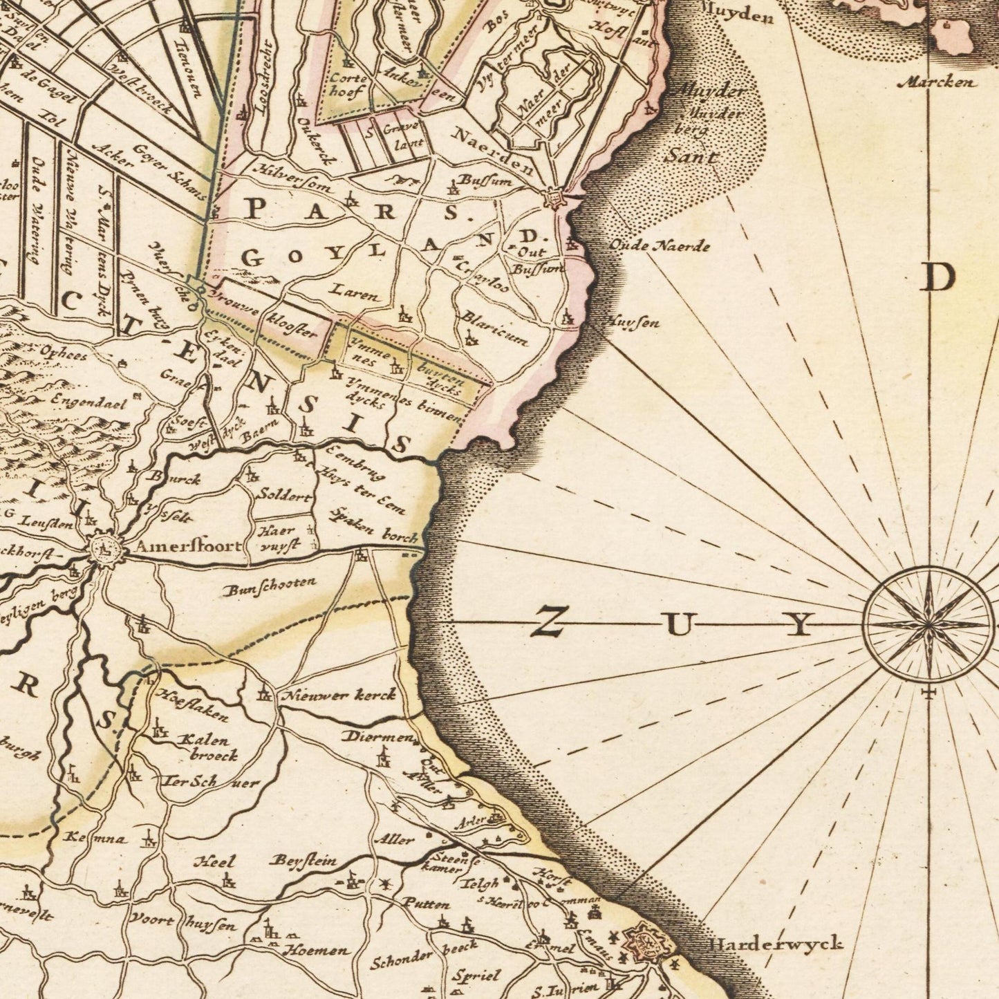 Historische Landkarte Geldern um 1635