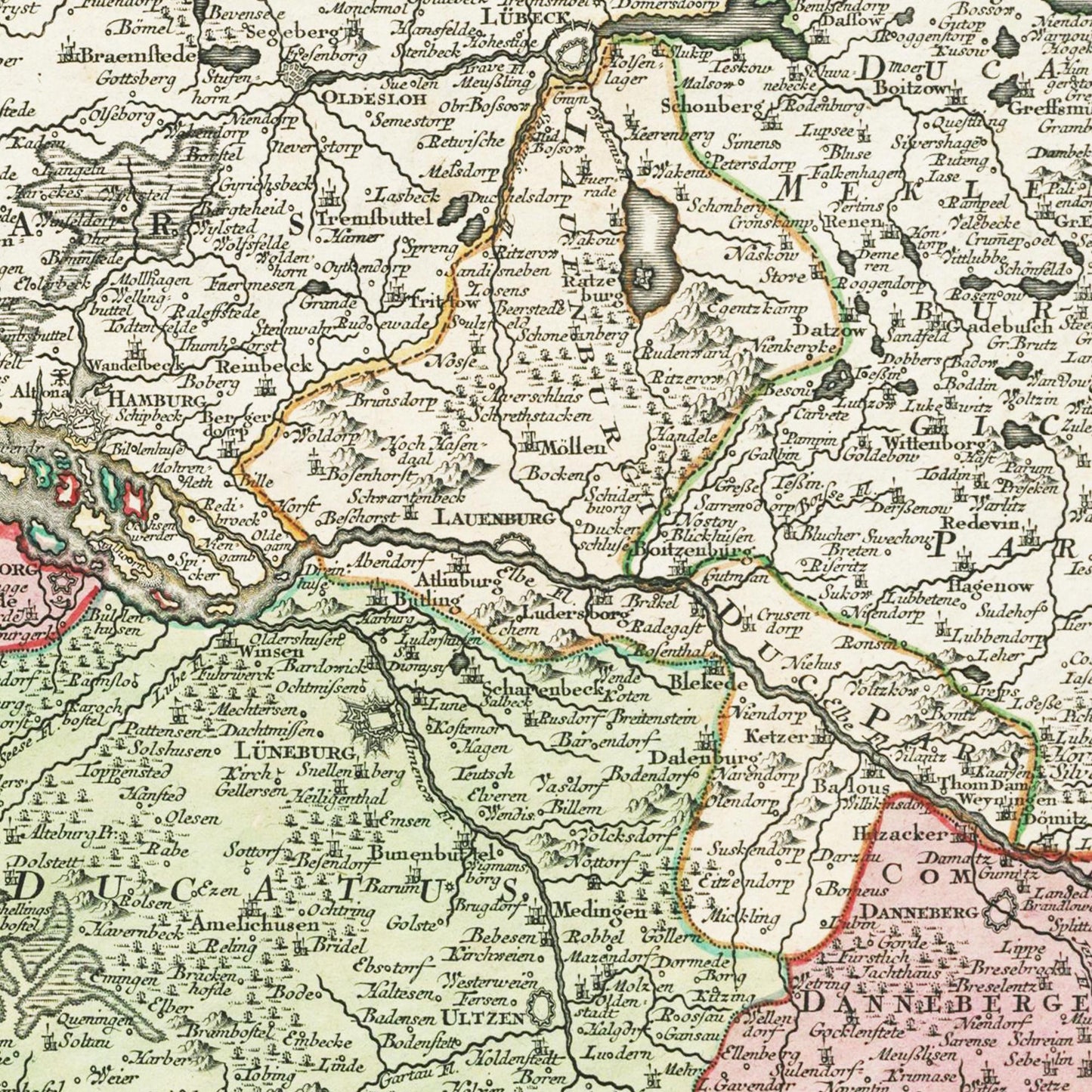 Historische Landkarte Hannover um 1750