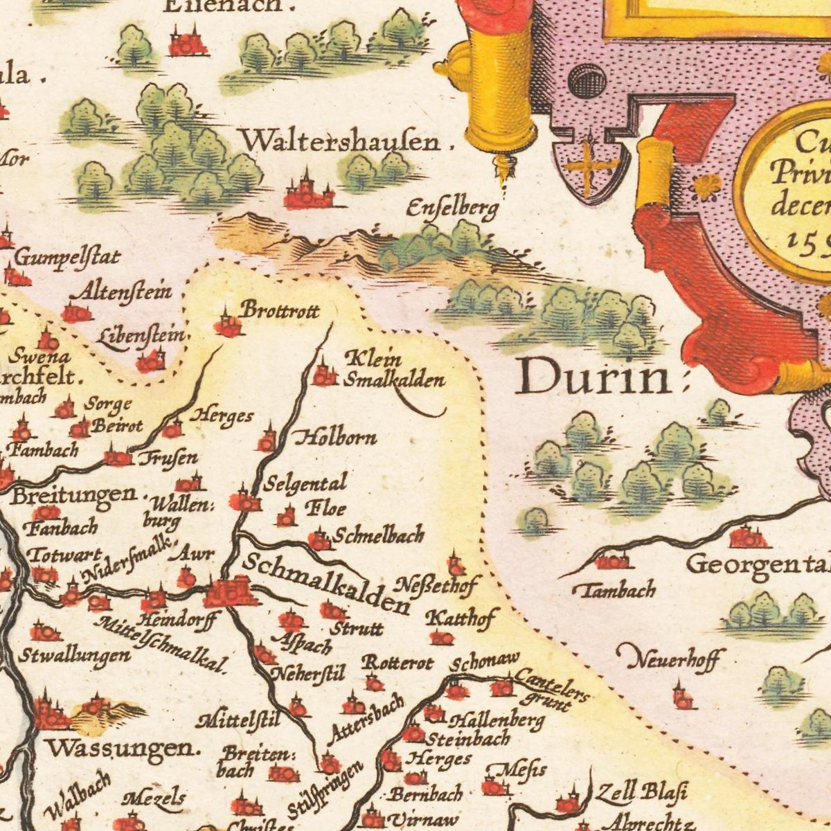 Historische Landkarte Henneberg um 1609