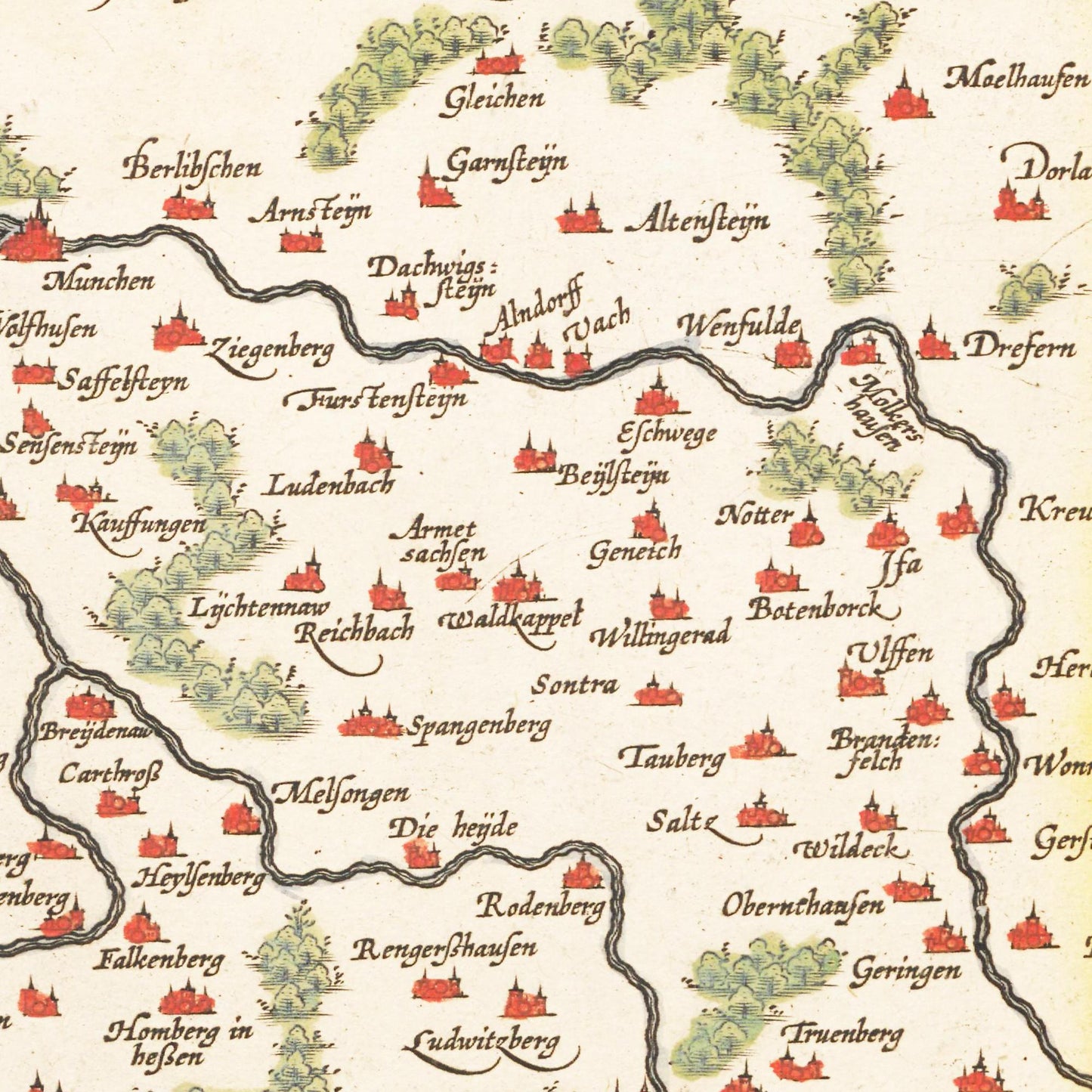 Historische Landkarte Hessen um 1609