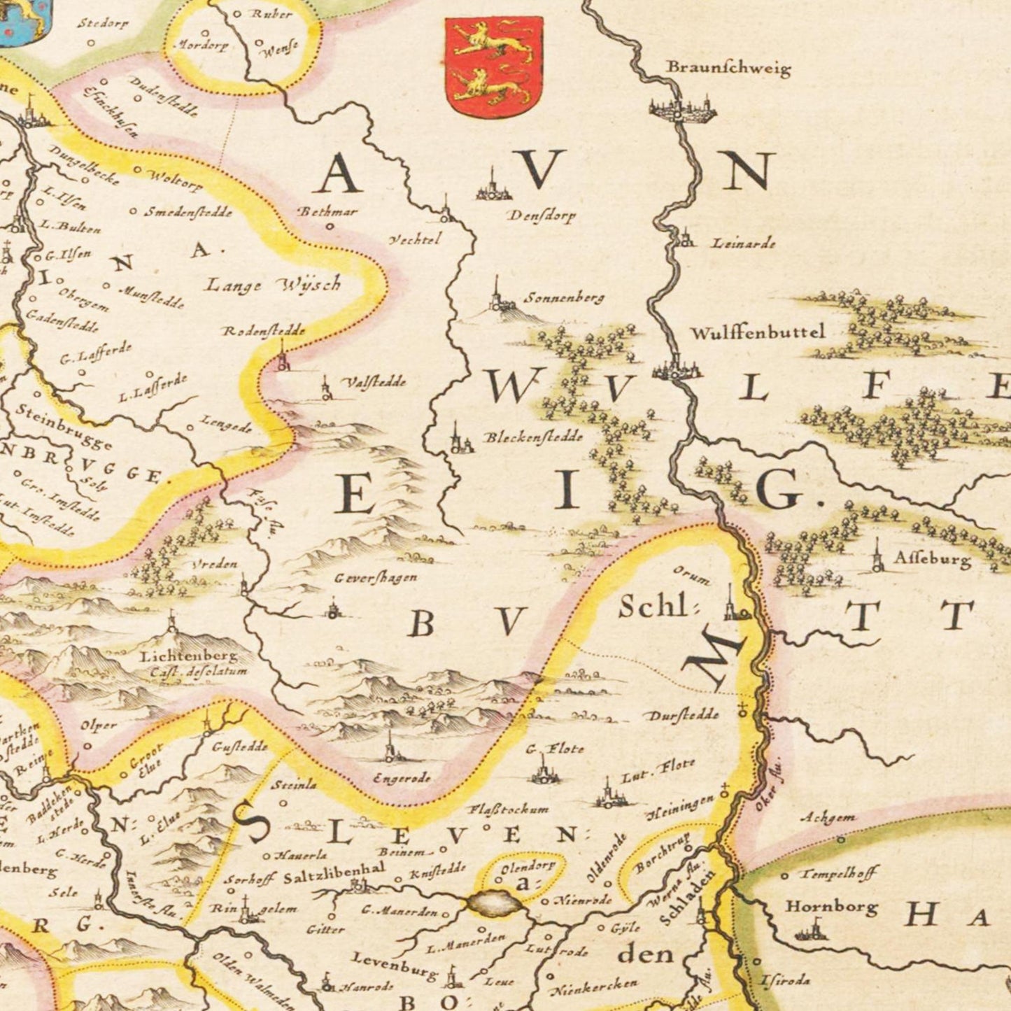 Historische Landkarte Hildesheim um 1635