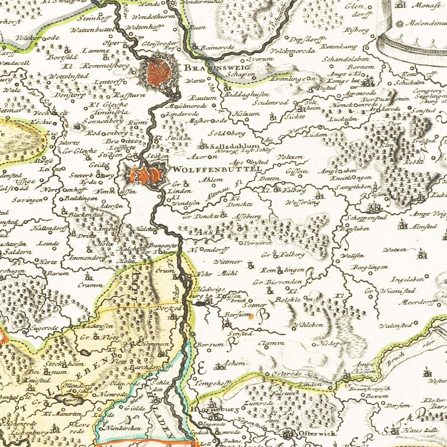 Historische Landkarte Hildesheim um 1730