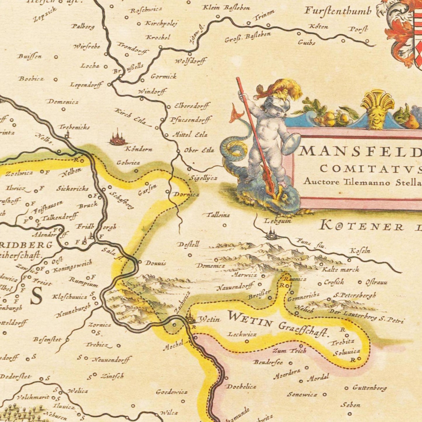 Historische Landkarte Mansfeld um 1635