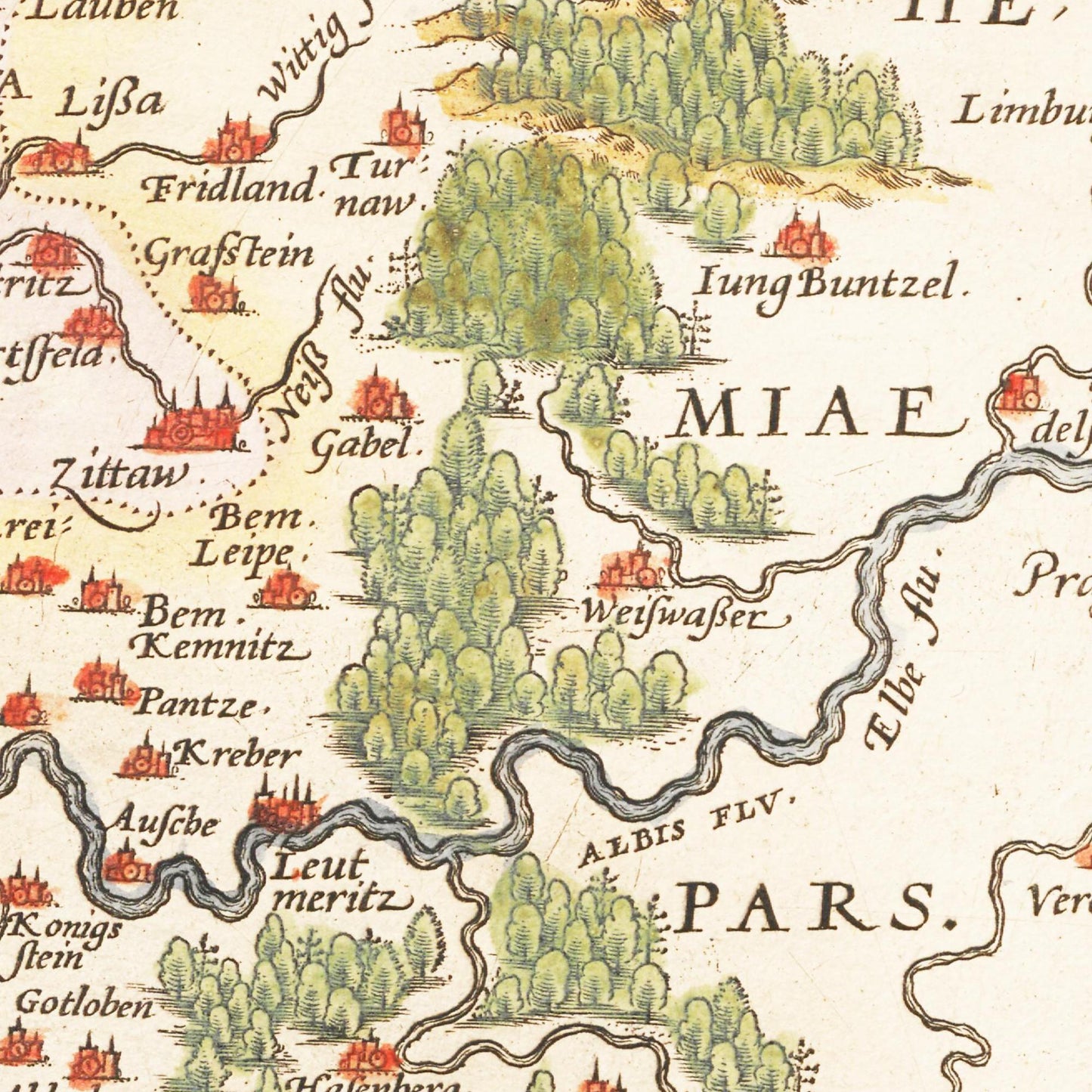 Historische Landkarte Meißen um 1609