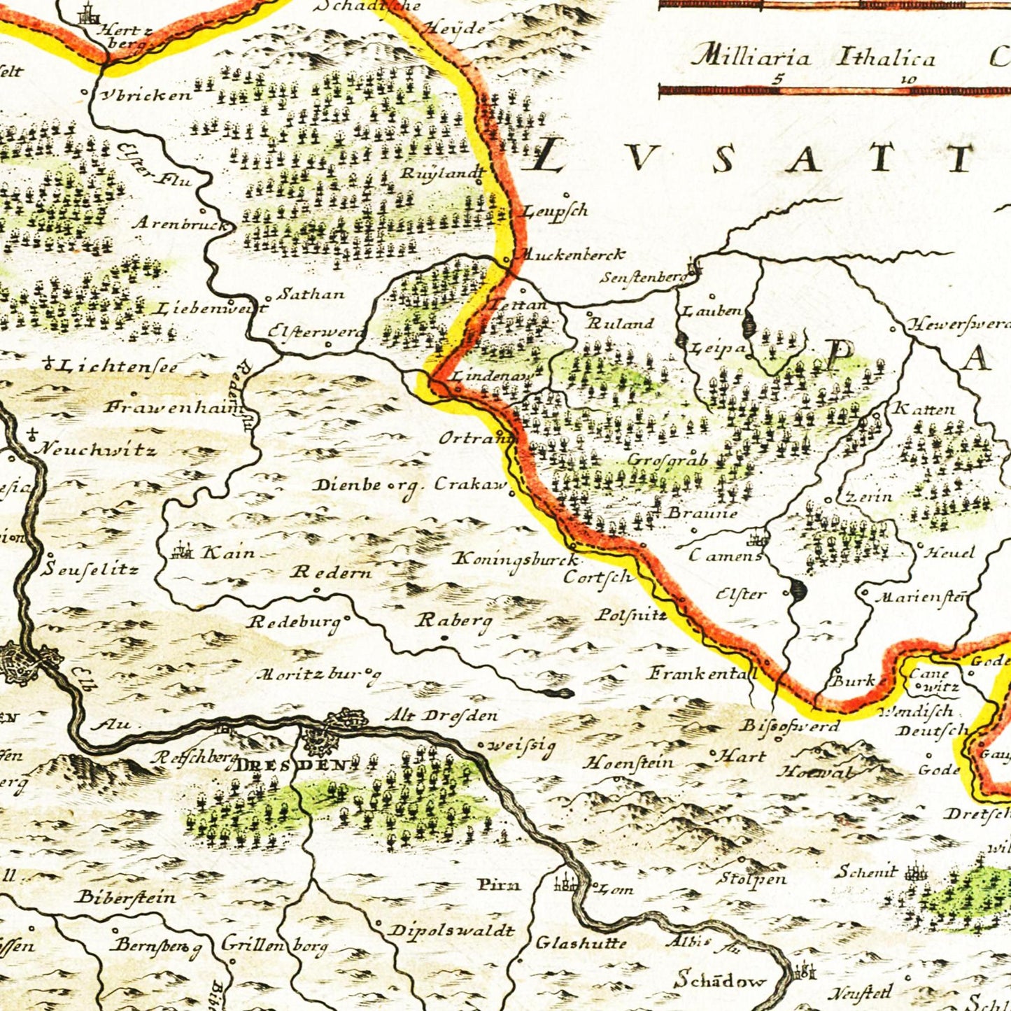 Historische Landkarte Meißen um 1700