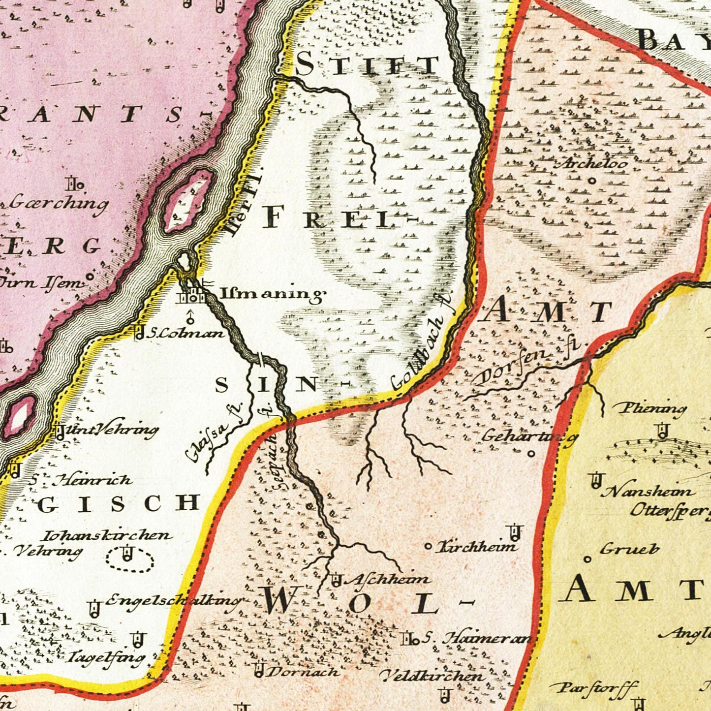 Historische Landkarte München um 1740