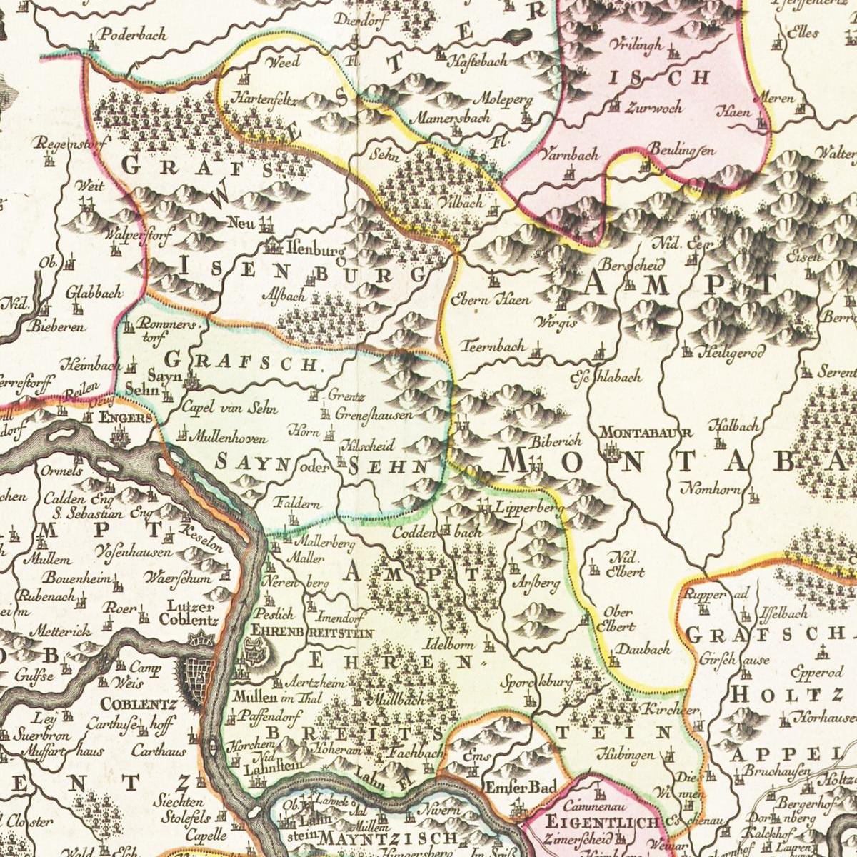 Historische Landkarte Nassau um 1750