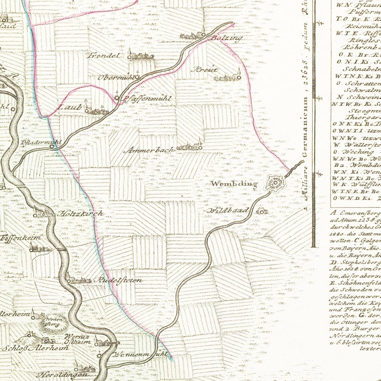 Historische Landkarte Nördlingen um 1738