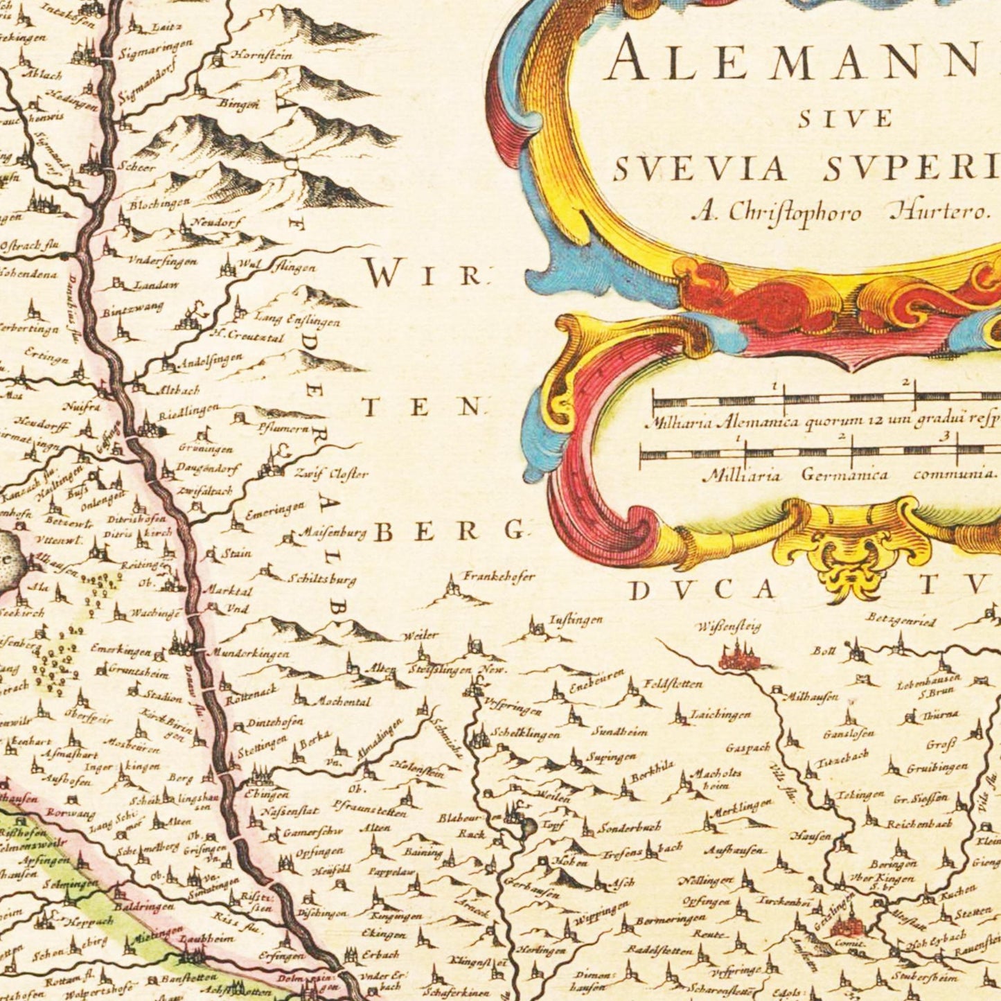Historische Landkarte Oberschwaben um 1635