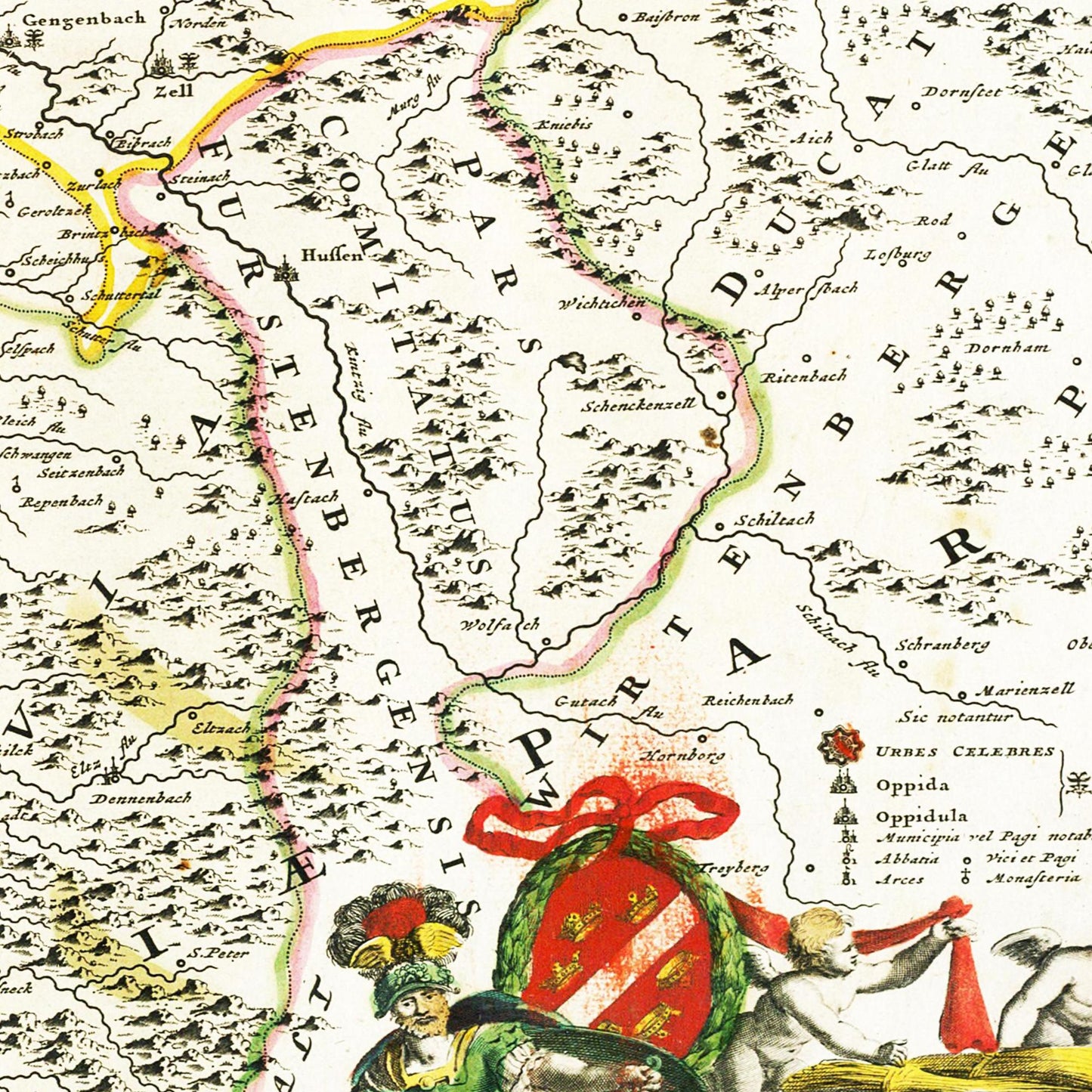 Historische Landkarte Oberrhein um 1700