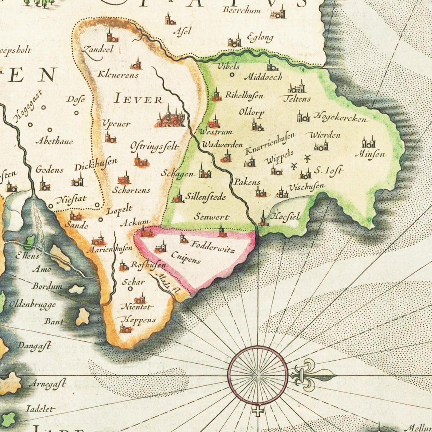 Historische Landkarte Oldenburg um 1645