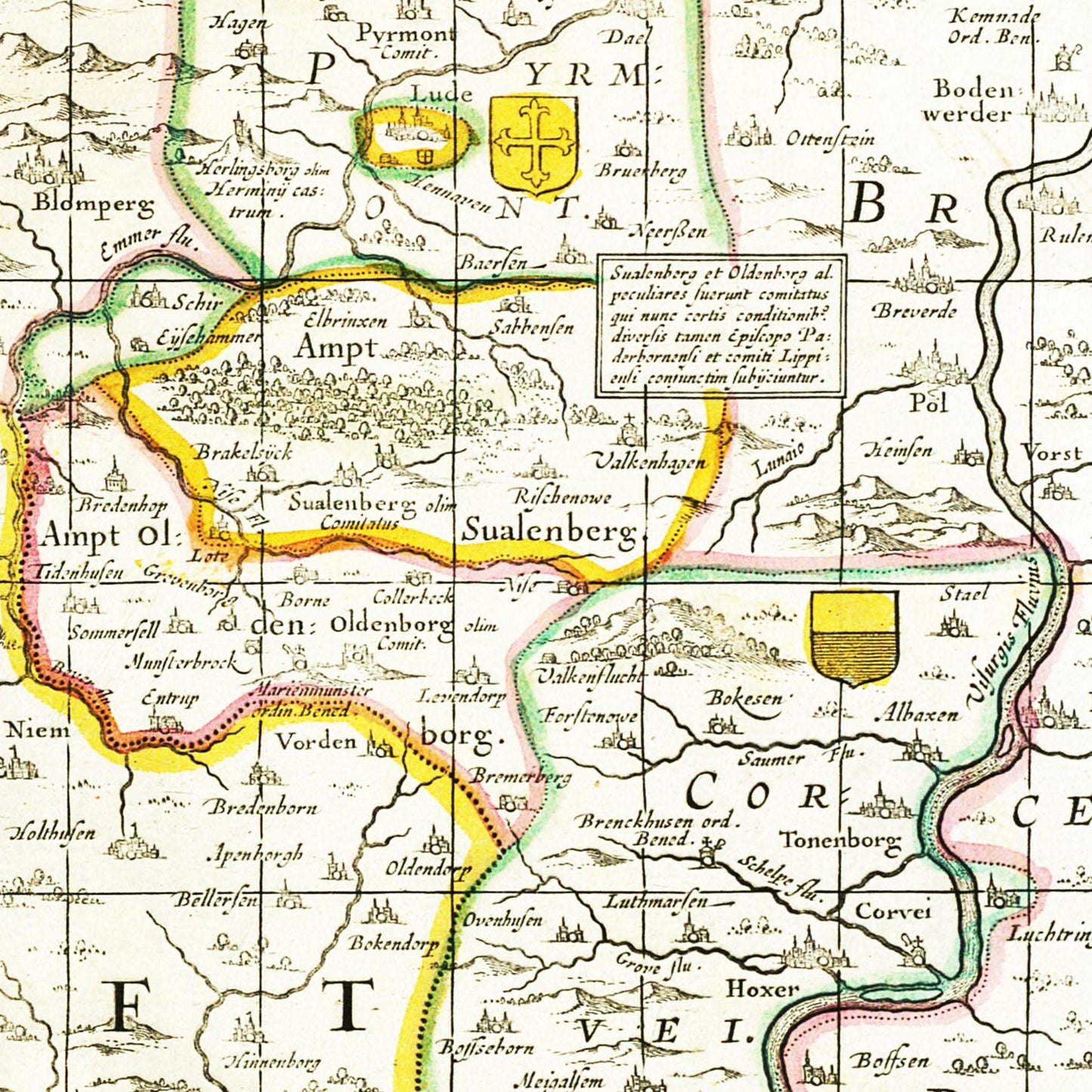 Historische Landkarte Paderborn um 1700