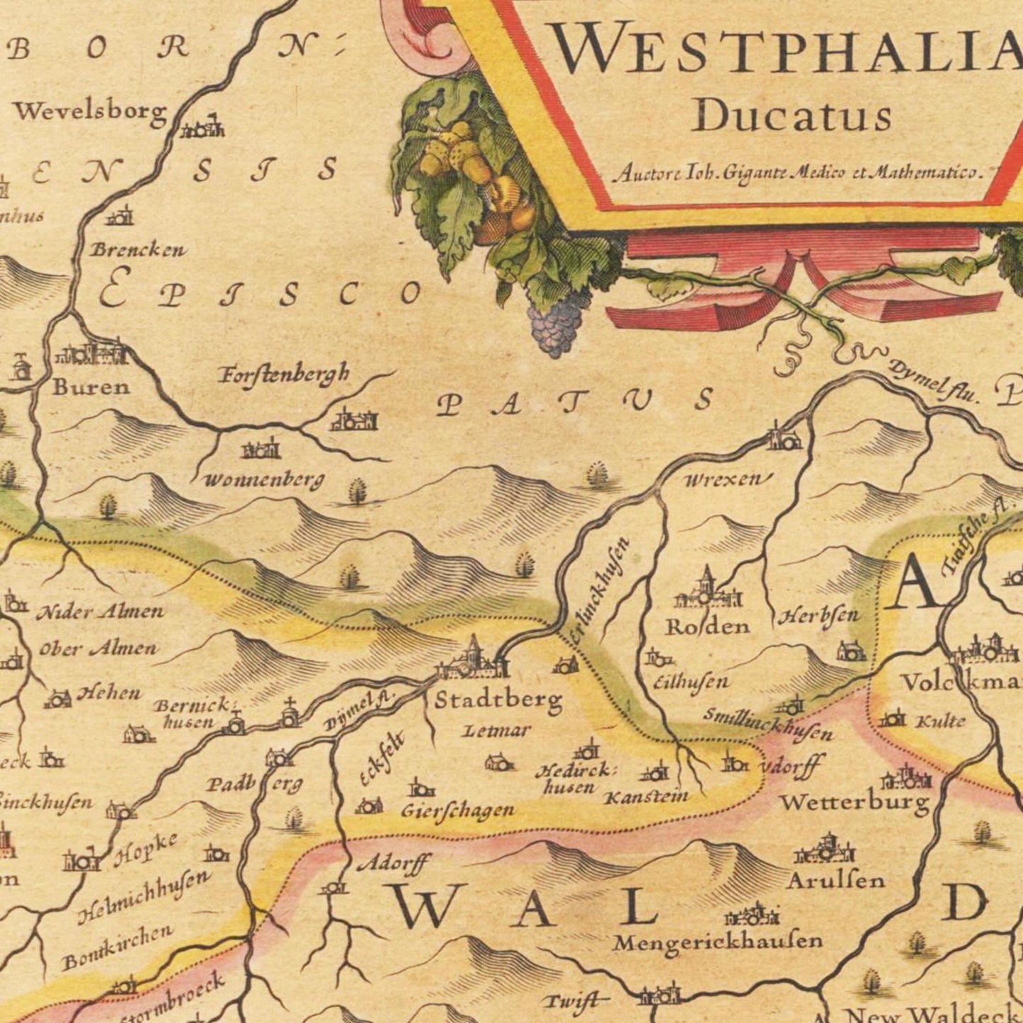 Historische Landkarte Westfalen um 1635