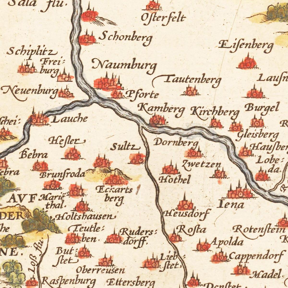 Historische Landkarte Thüringen um 1609
