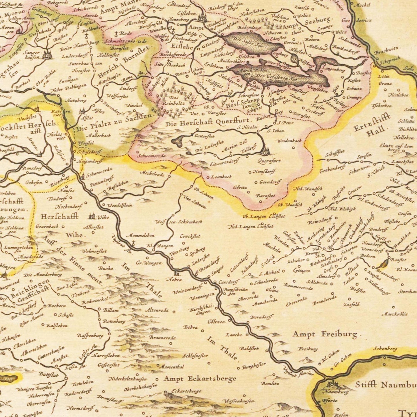 Historische Landkarte Thüringen um 1635