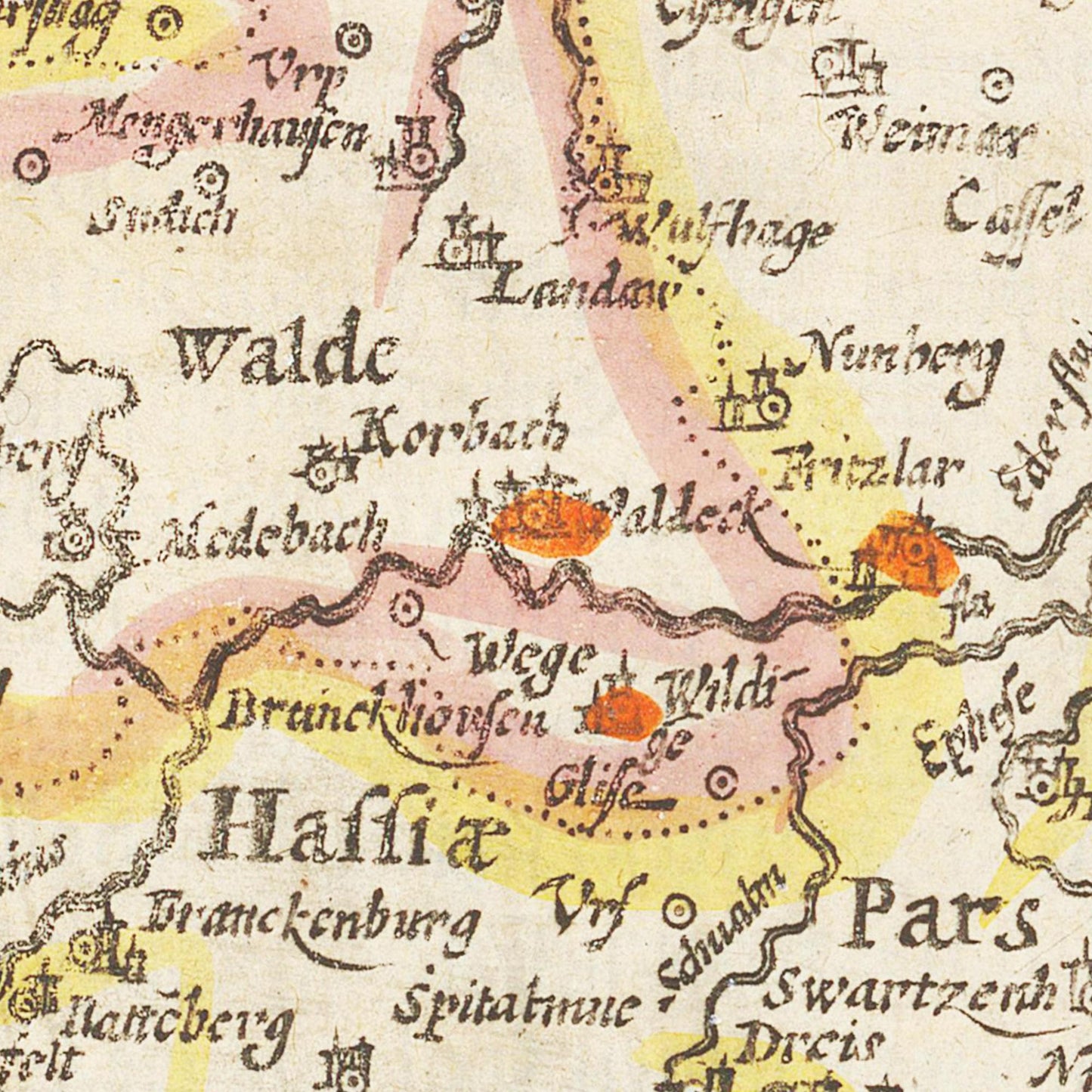 Historische Landkarte Sauerland um 1609