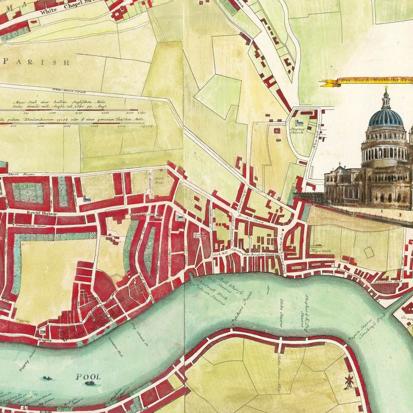 Historischer Stadtplan London um 1736