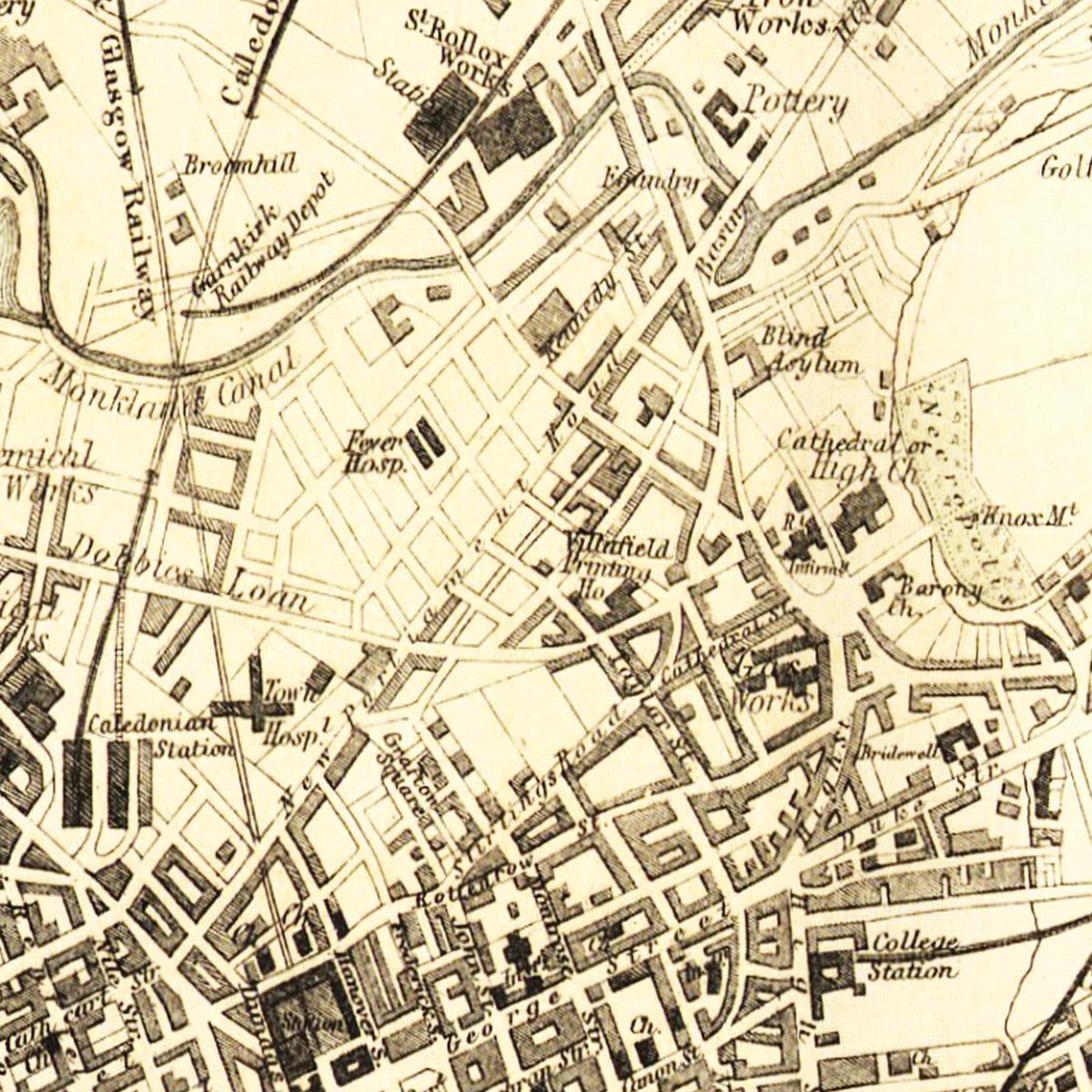 Historischer Stadtplan Glasgow um 1878