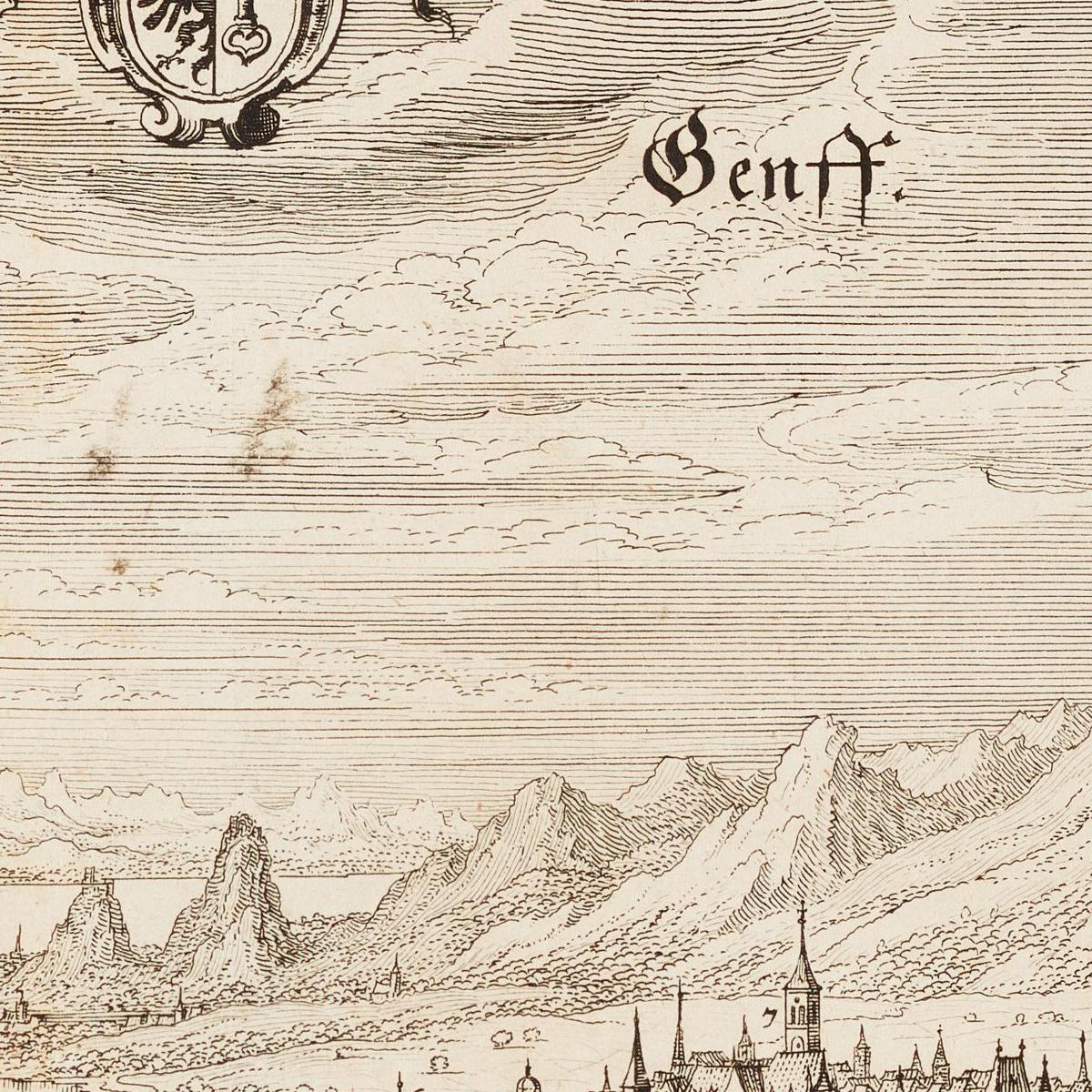 Historische Stadtansicht Genf um 1650