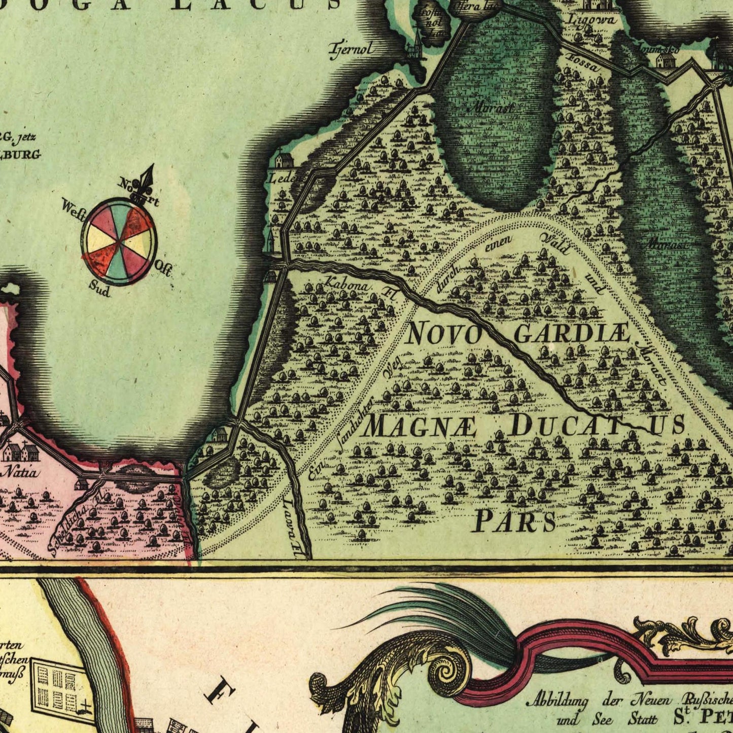 Historischer Stadtplan St. Petersburg um 1734