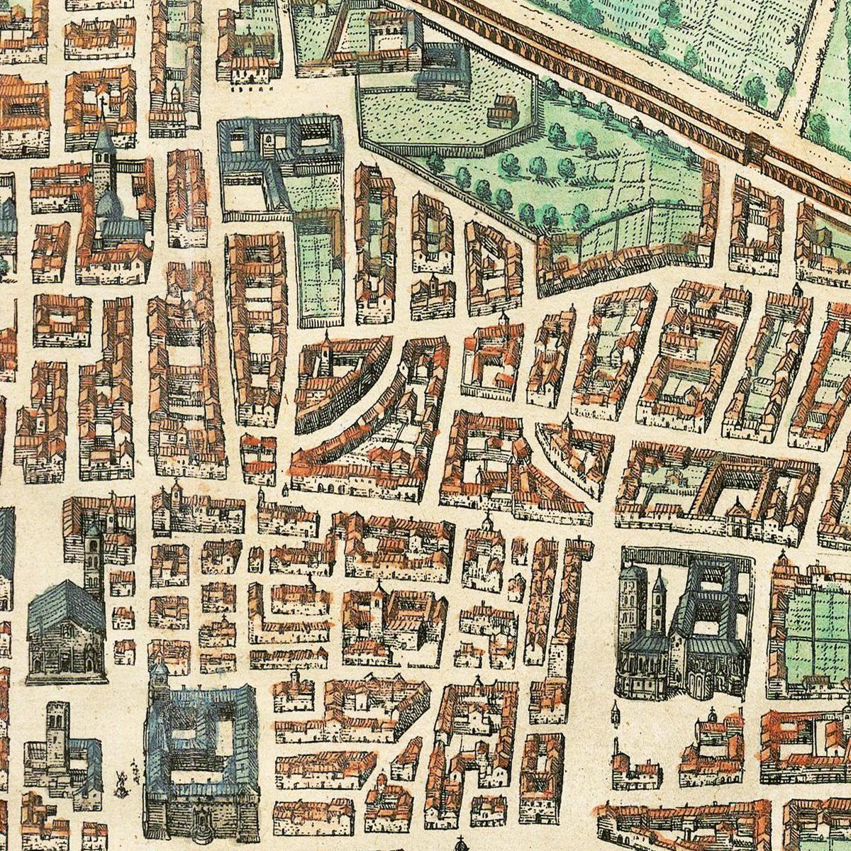 Historische Stadtansicht Bologna um 1609
