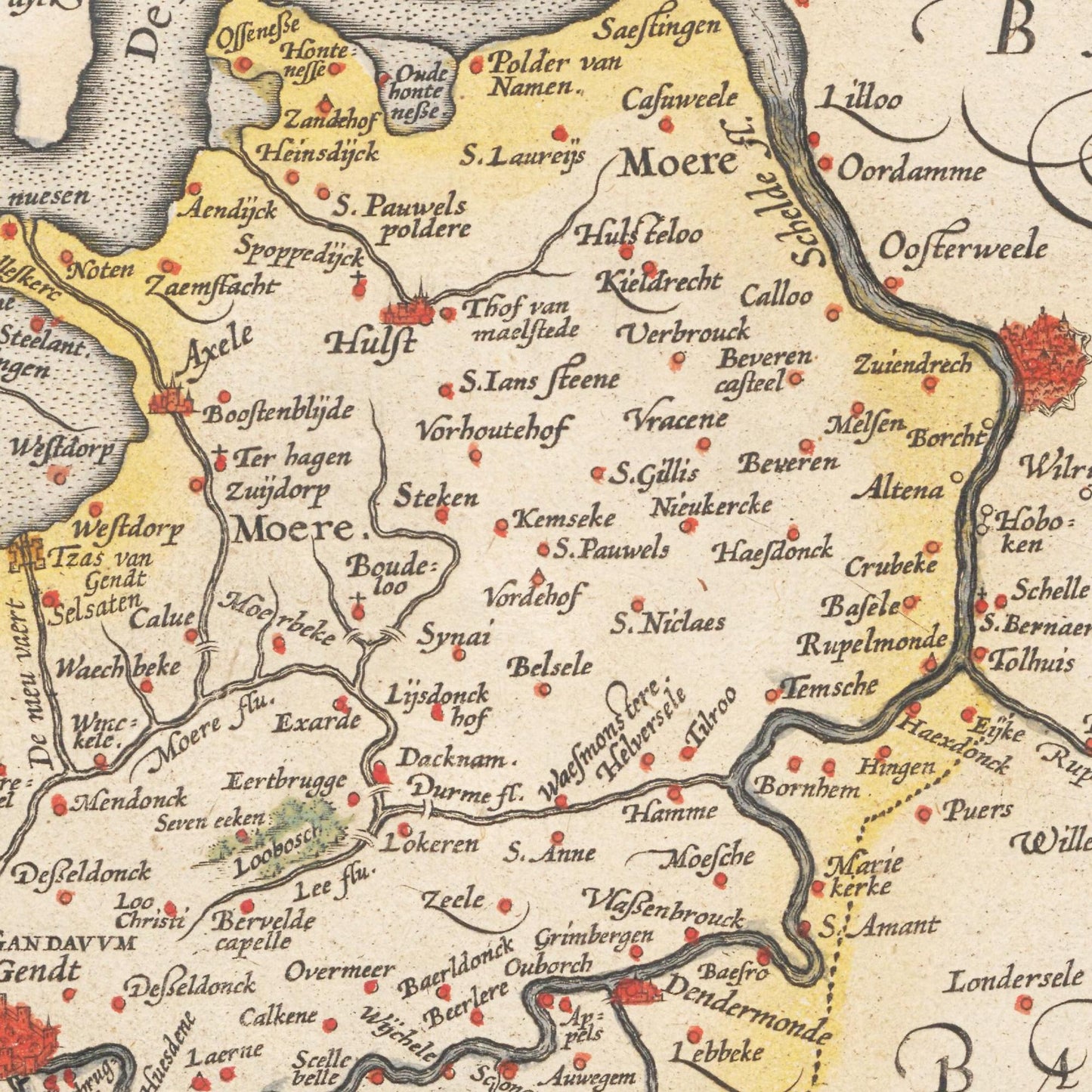 Historische Landkarte Flandern um 1609