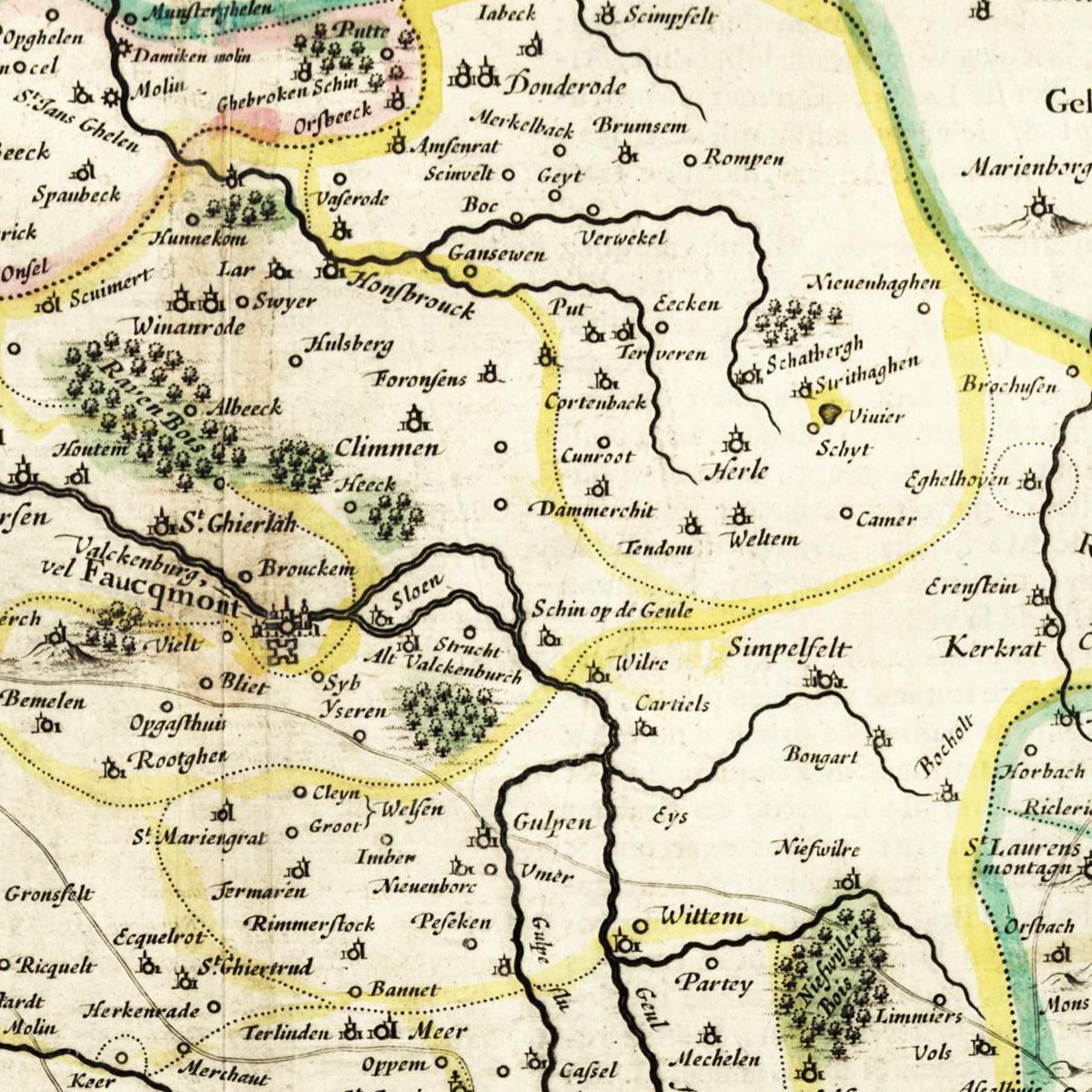 Historische Landkarte Limburg um 1647