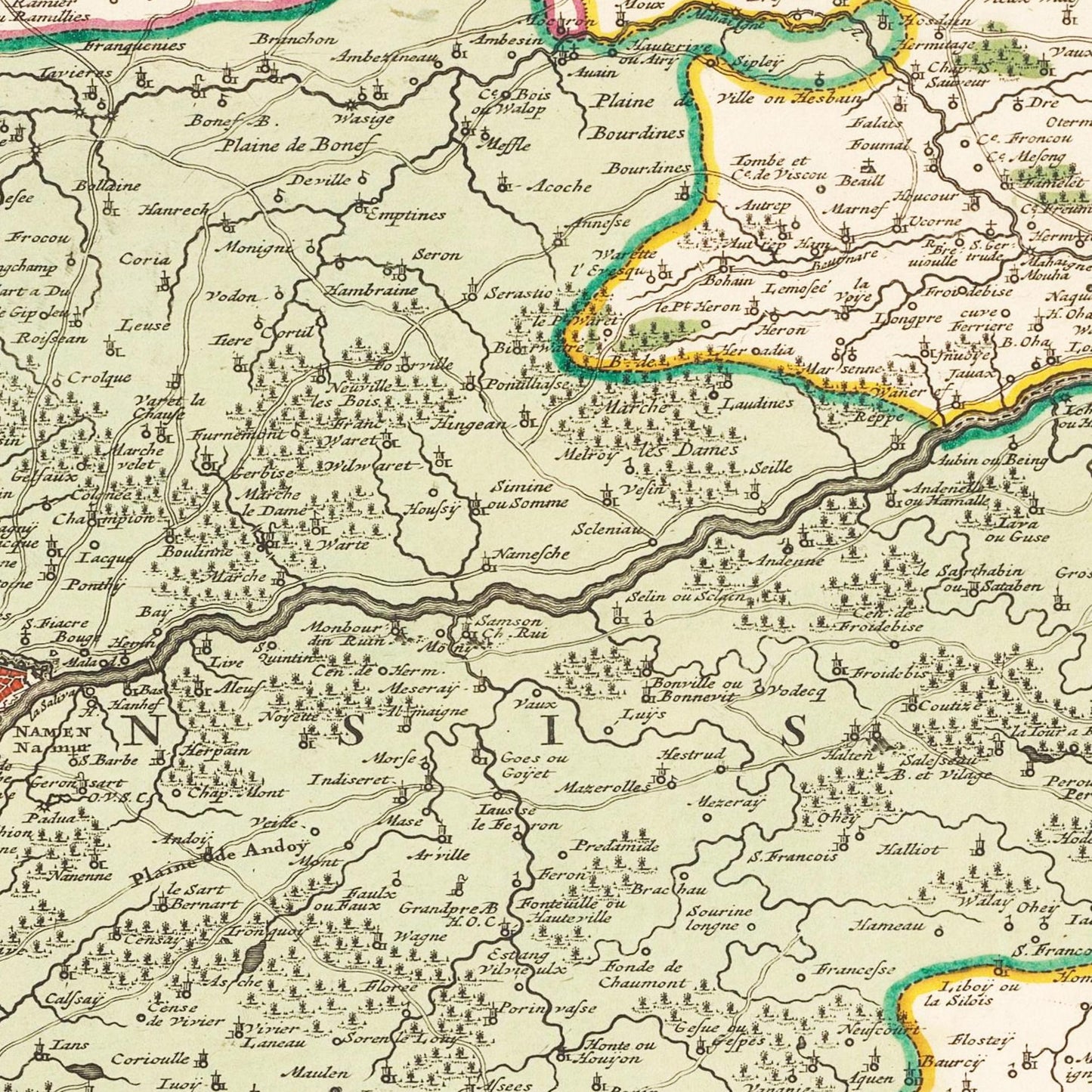 Historische Landkarte Namur um 1670