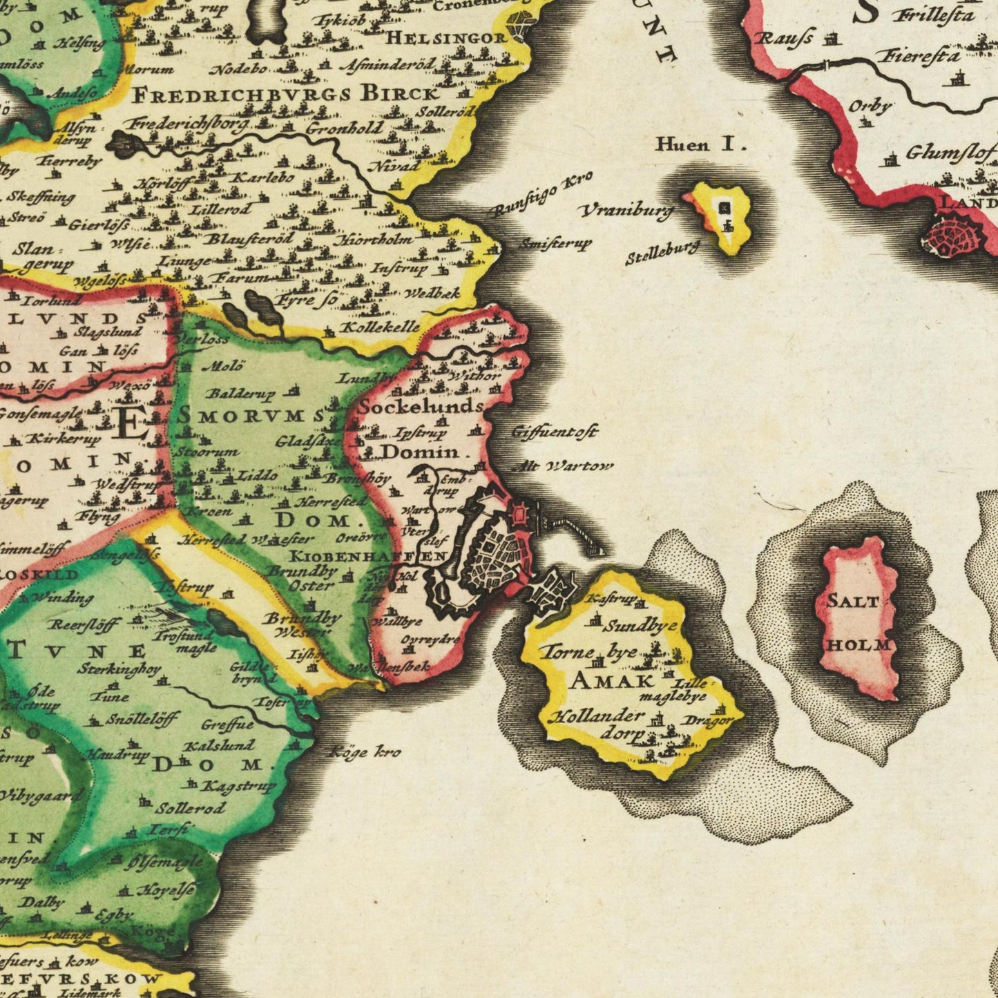 Historische Landkarte Dänische Inseln um 1688