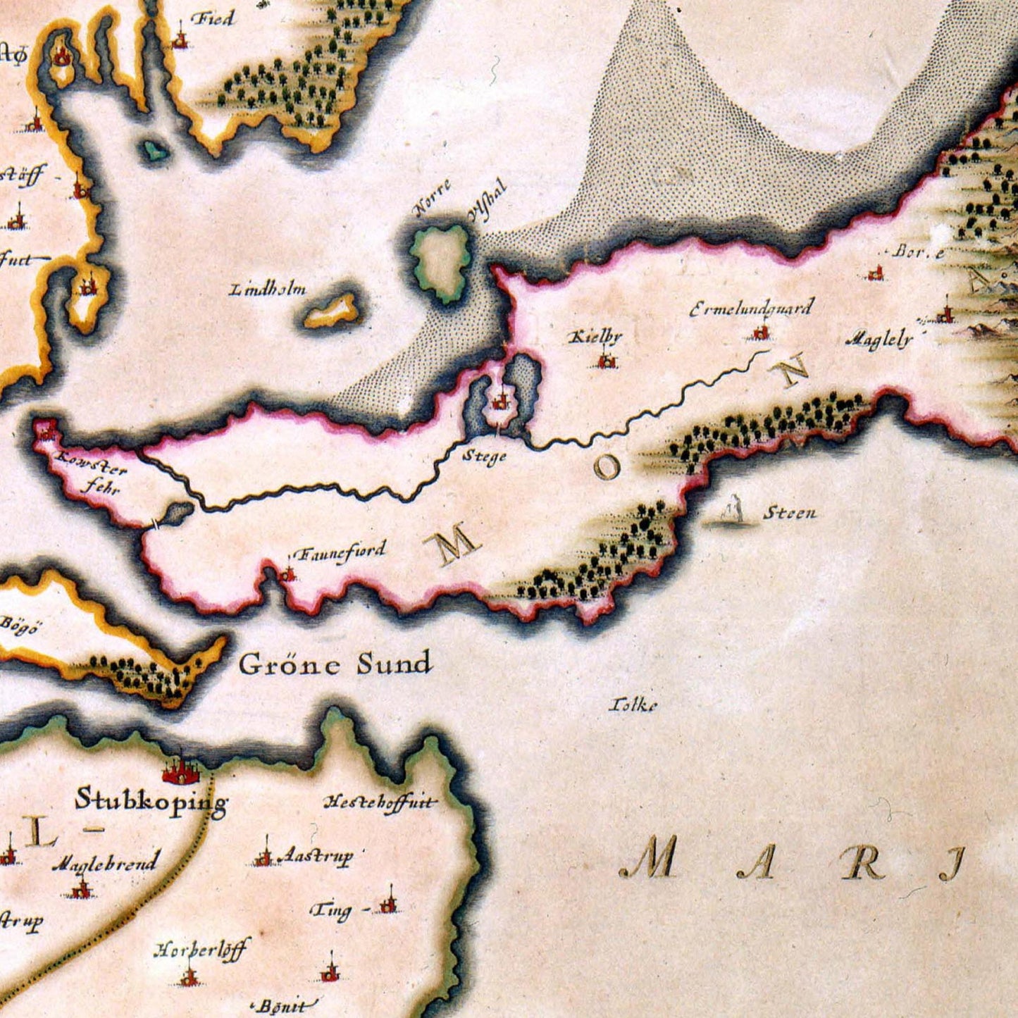 Historische Landkarte Lolland um 1690
