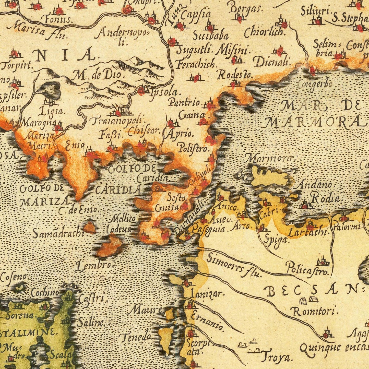 Historische Landkarte Griechenland um 1609