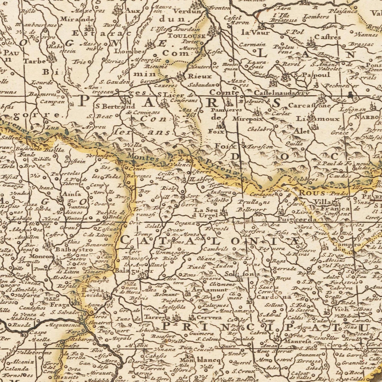Historische Landkarte Spanien um 1698